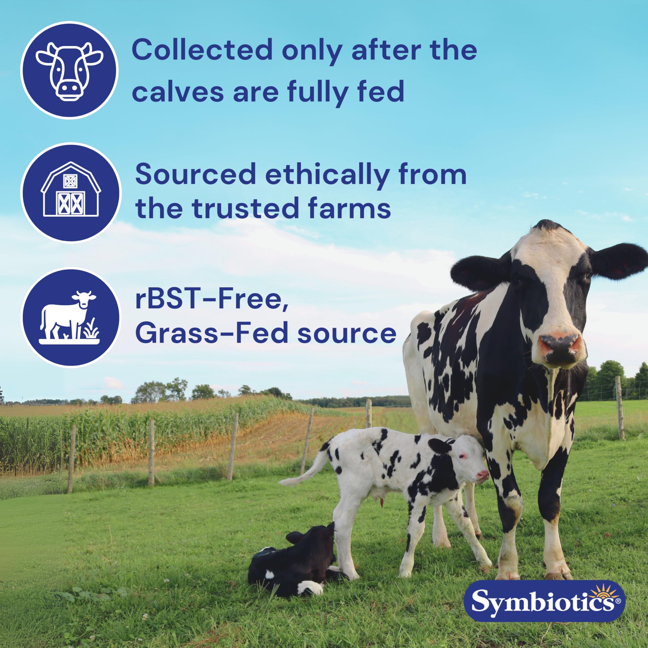 Symbiotics Colostrum 60ct Vegetable Capsules | Immunity Support | Lactoferrin & IgG 25% | Gluten Free