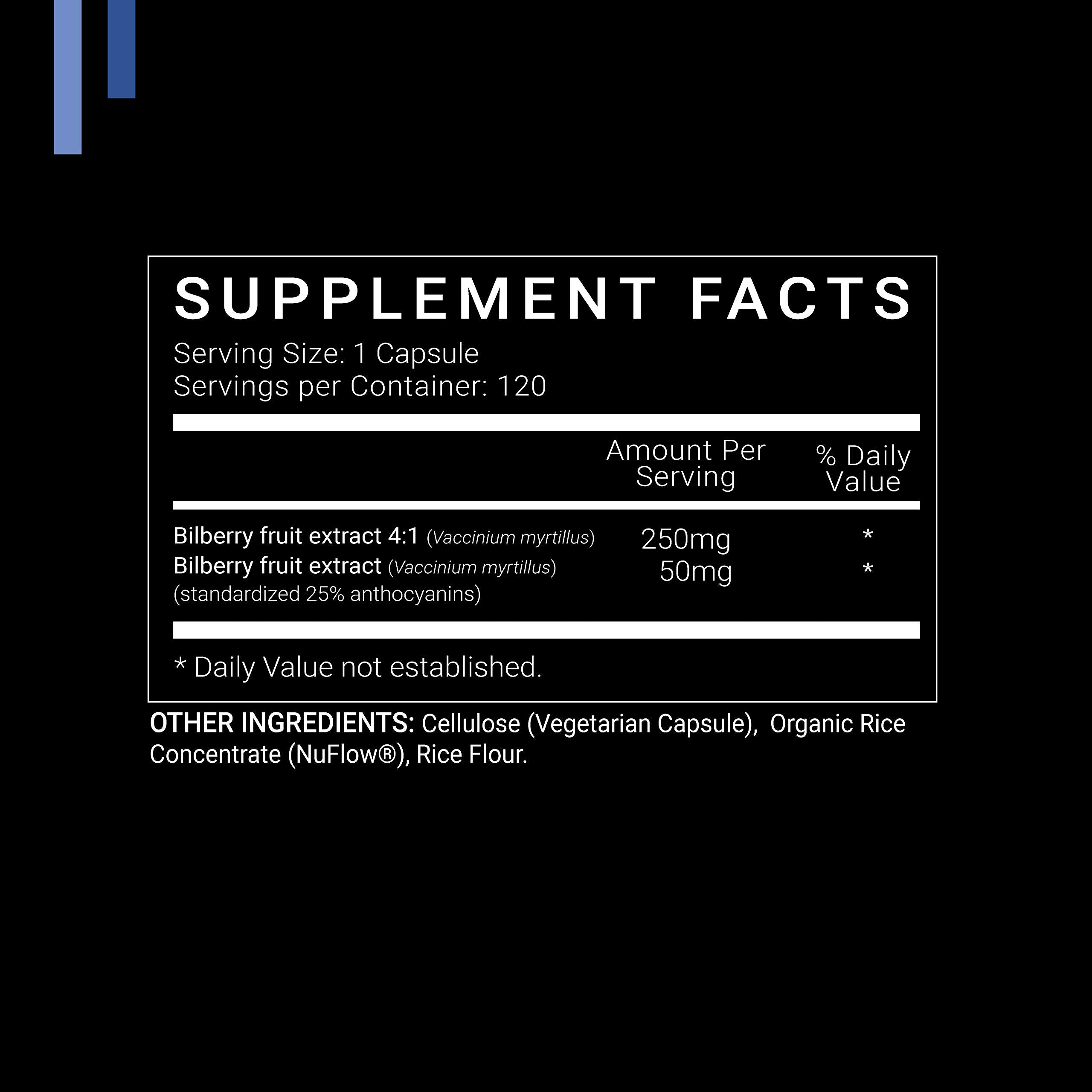 SYMNUTRITION Bilberry Extract 1000mg - 120 V-Capsules | 25% Anthocyanins, Vegan & Gluten Free
