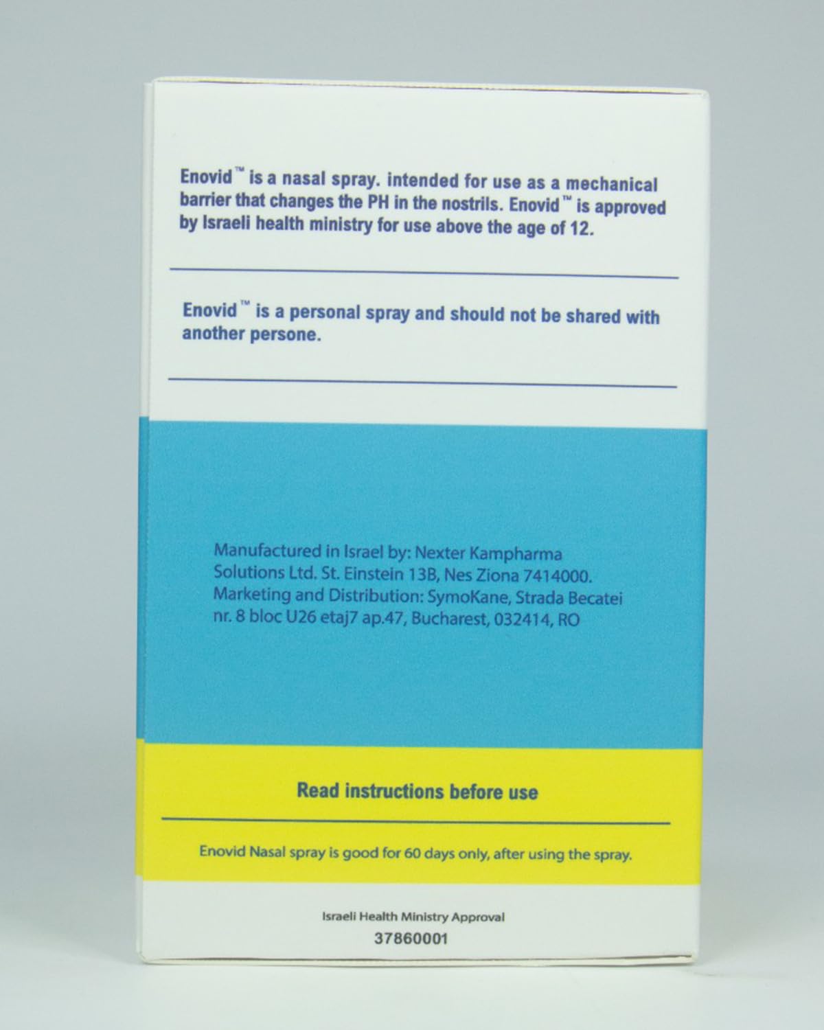 Symo Kane Enovid@ Nasal Spray – Natural, Chemical-Free Daily Protection, Travel Size, Cruelty-Free, Pack of 4