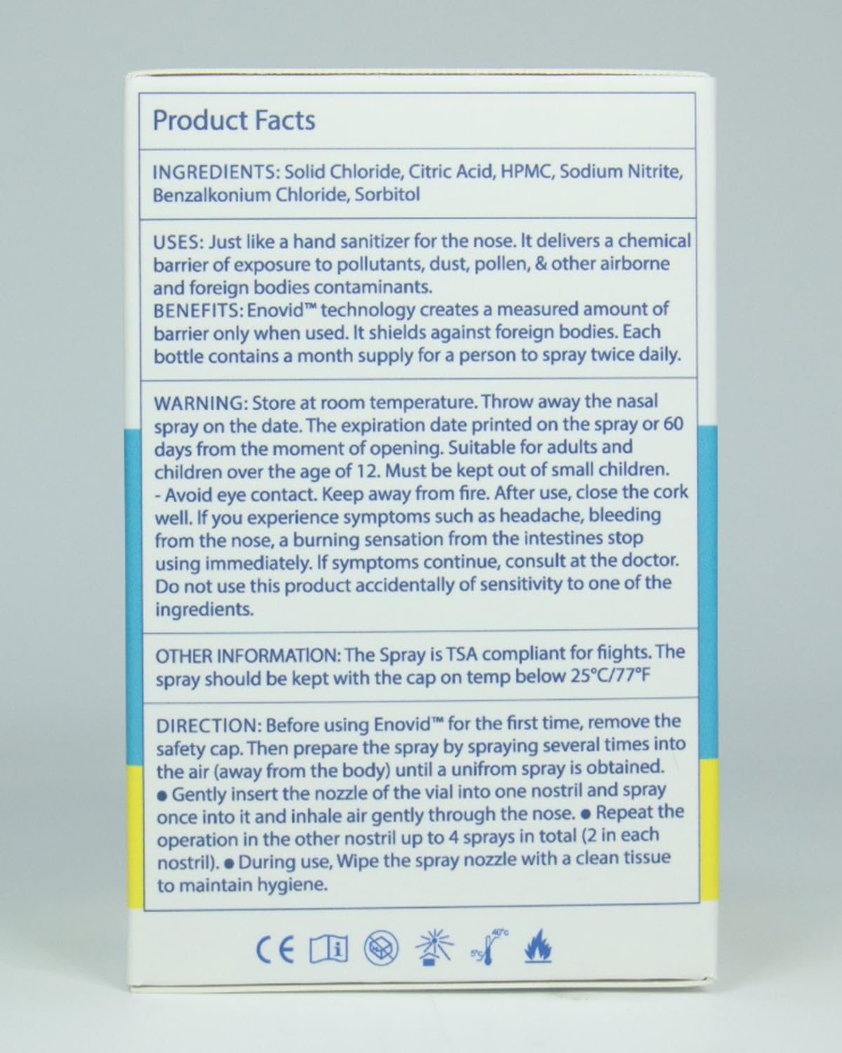 Symo Kane Enovid@ Nasal Spray – Natural, Chemical-Free Daily Protection, Travel Size, Cruelty-Free, Pack of 4