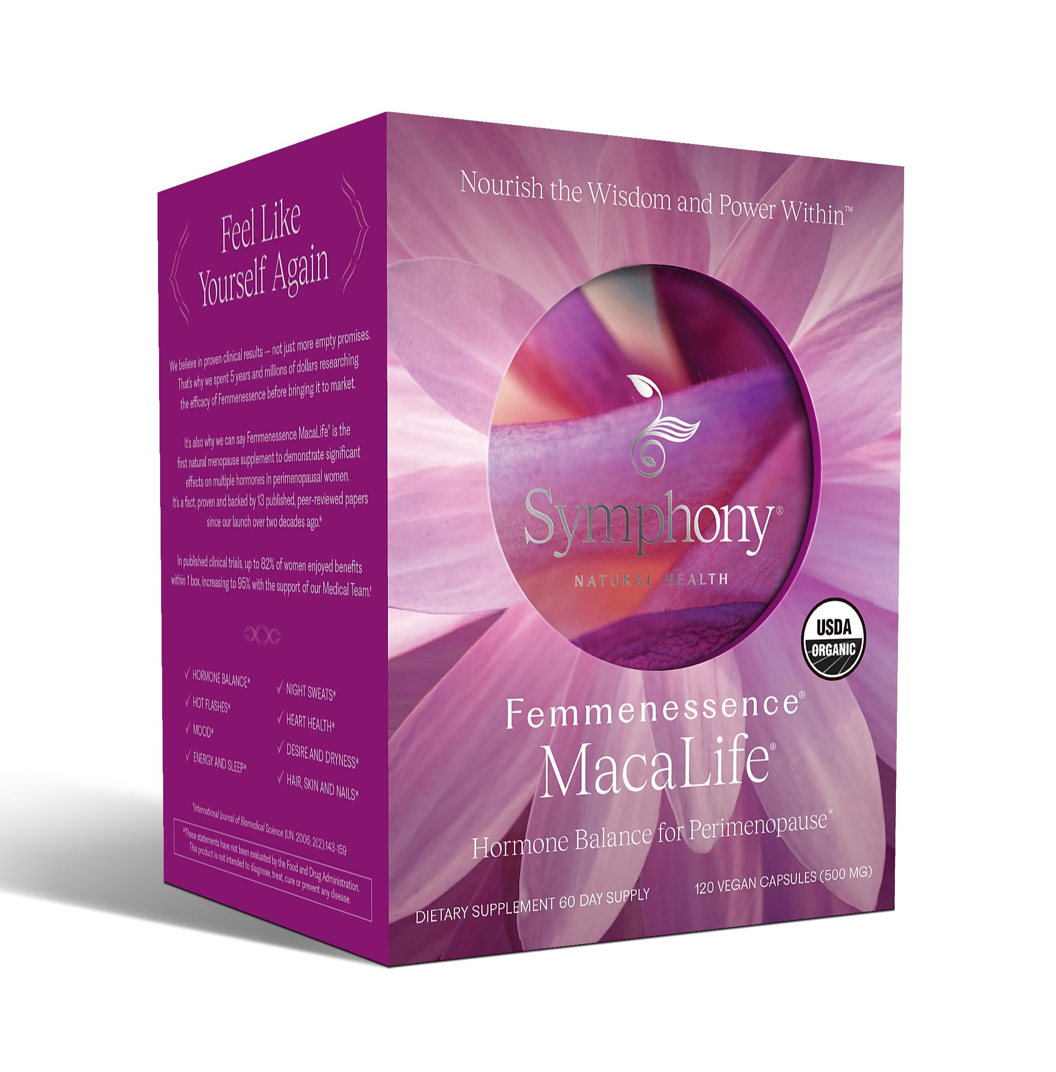 Symphony Natural Health Femmenessence MacaLife – Clinically Studied Perimenopause Hormone Support