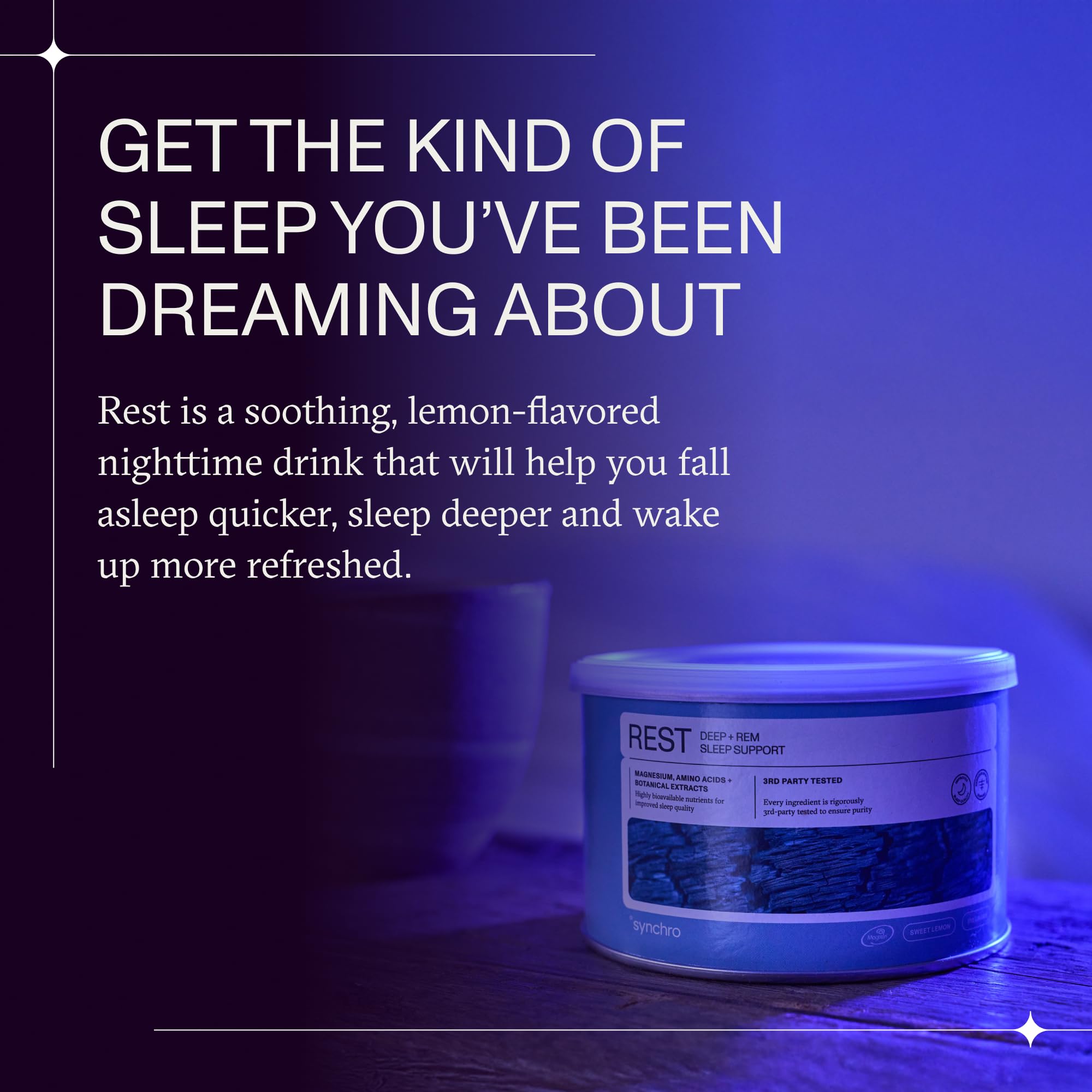 Synchro Rest Sleep Supplements | Magnesium Sleep Aid Powder – Sweet Lemon, 210g