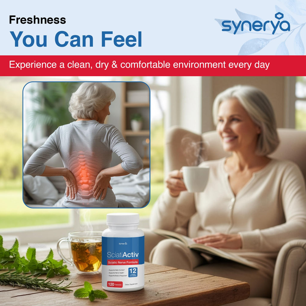 SYNERYA Advanced Sciatic Nerve Support – Alpha Lipoic Acid & Vitamin B Complex, 120 Capsules