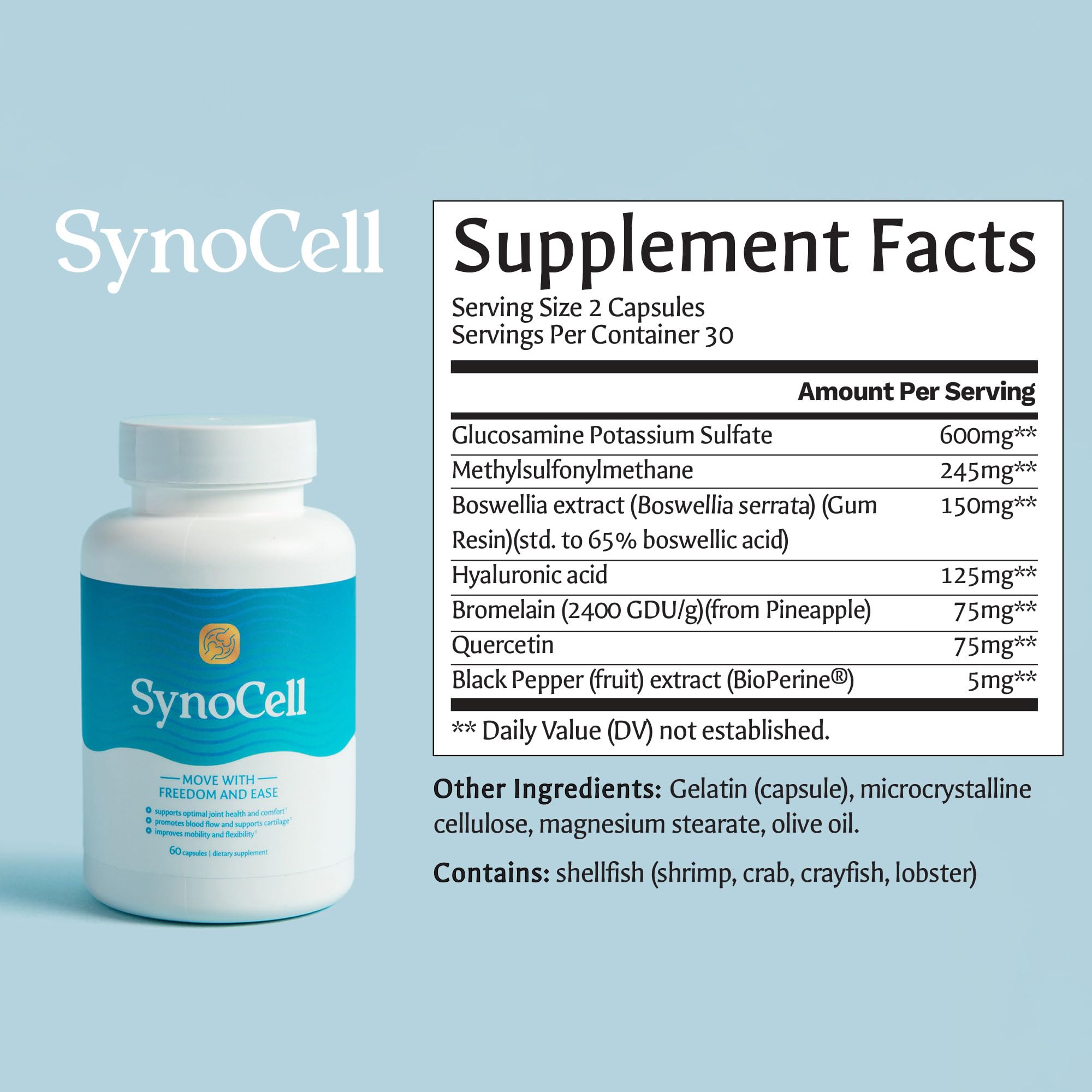 Synocell Glucosamine Chondroitin Complex 2-Pack – Joint Support with Boswellia, MSM