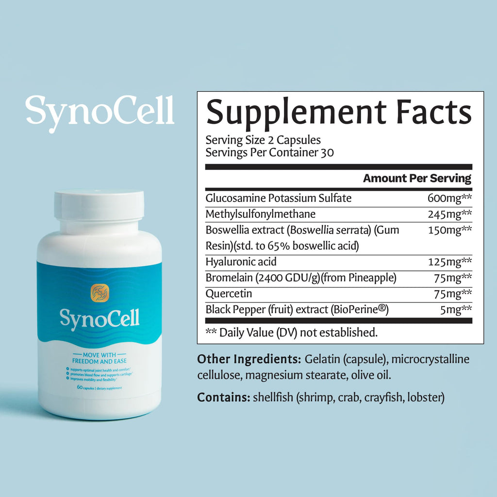 Synocell Glucosamine Chondroitin Complex – Joint Support with Boswellia, MSM & Quercetin