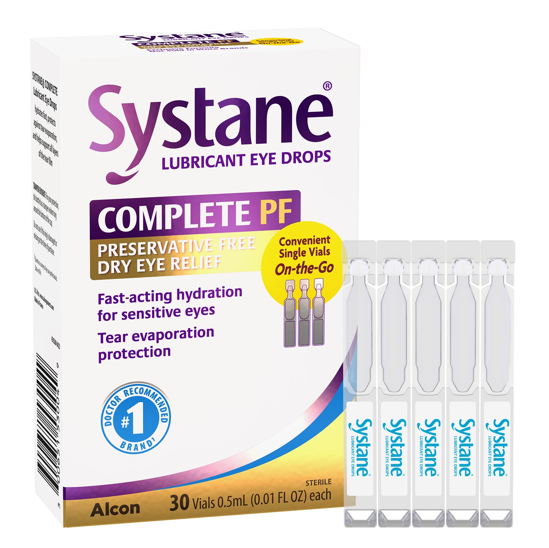 Systane Complete Unit-Dose Preservative-Free Eye Drops – 30 Vials for On-the-Go Dry Eye Relief