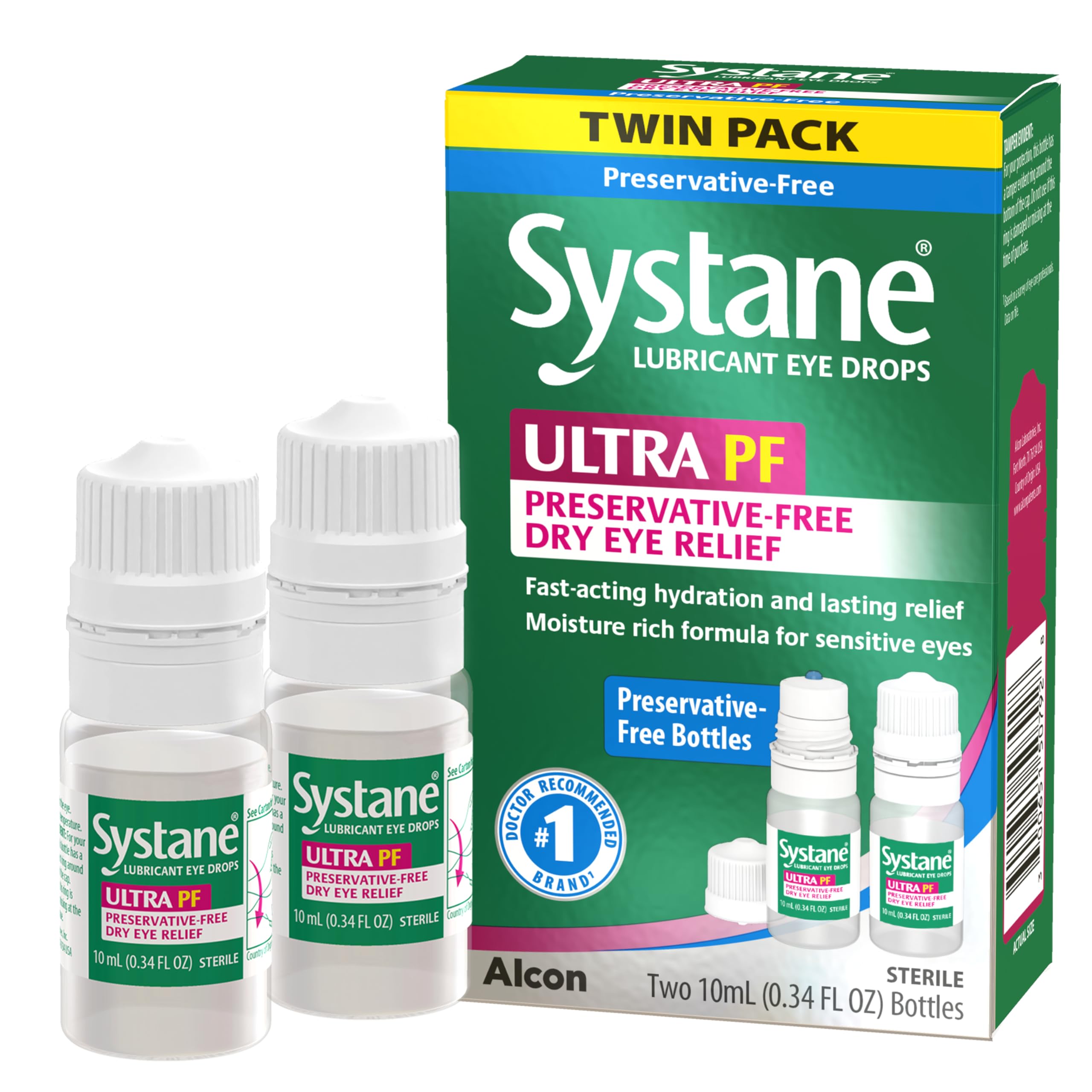 Systane Ultra Multi-Dose Preservative-Free Eye Drops Twin Pack (2x10ml) – Fast Hydration & Lasting Relief