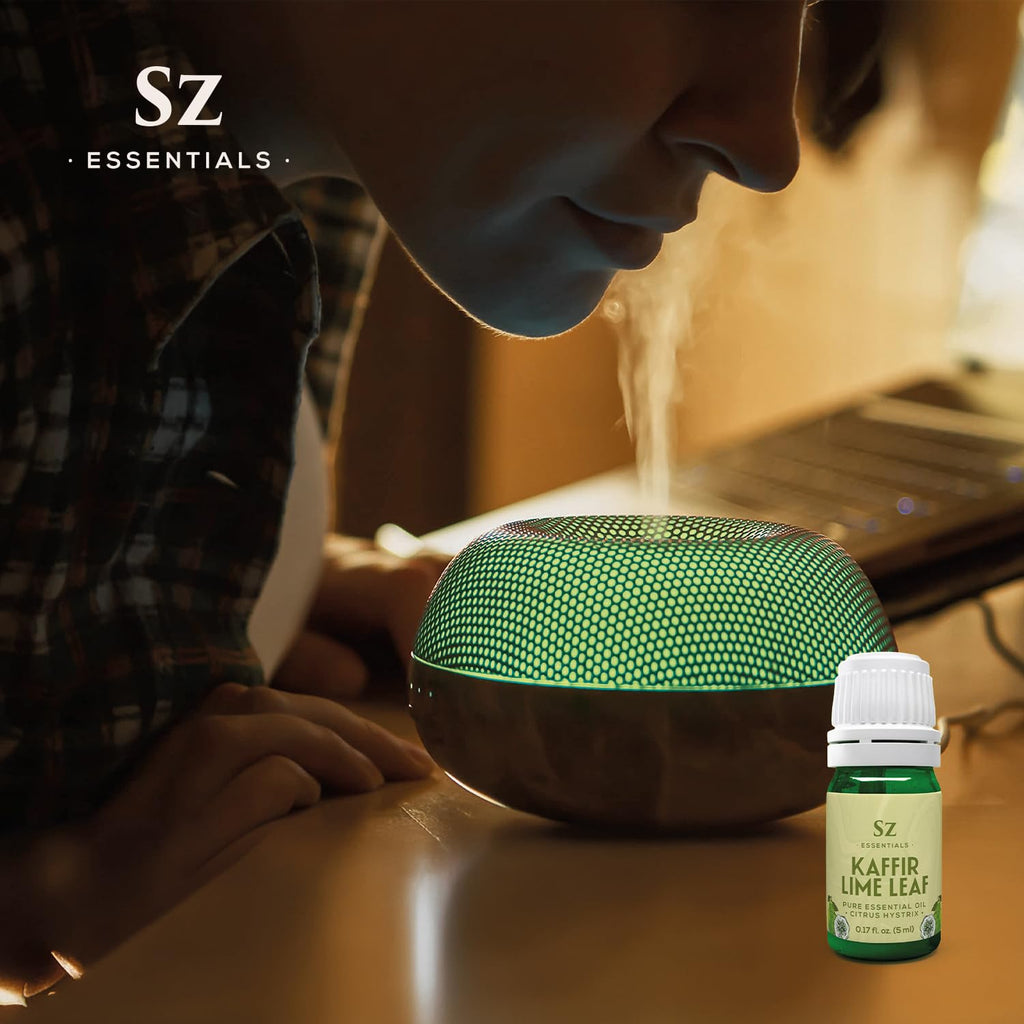 Sz Essentials Kaffir Lime Leaf Essential Oil – 100% Pure & Undiluted, Therapeutic Grade, Vegan (5ml)