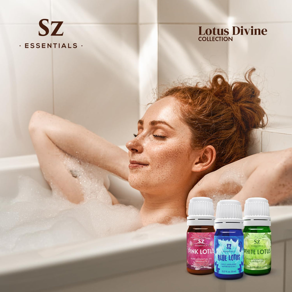 Sz Essentials Lotus Divine Essential Oils – Blue, Pink & White Lotus (3x5ml) – 100% Pure