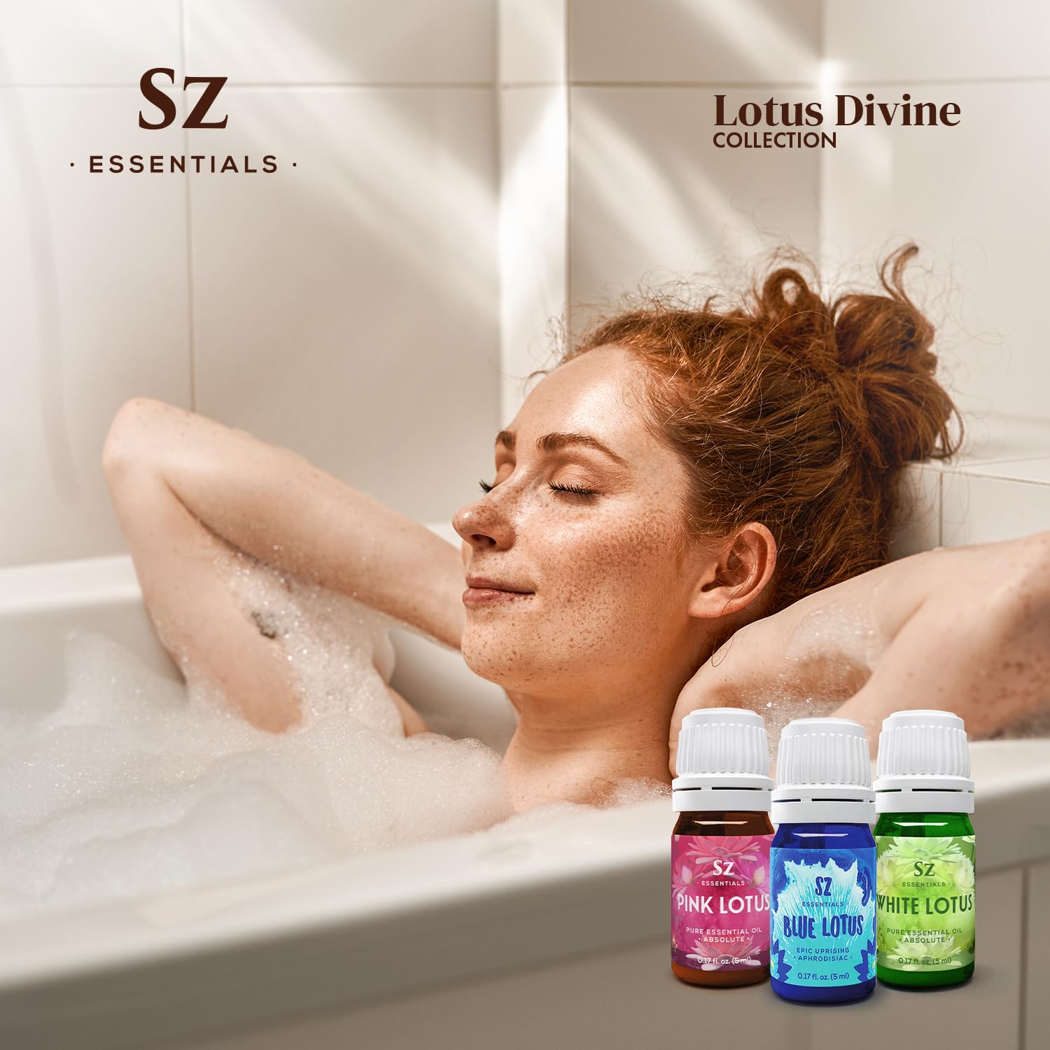 Sz Essentials Lotus Divine Essential Oils – Blue, Pink & White Lotus (3x5ml) – 100% Pure