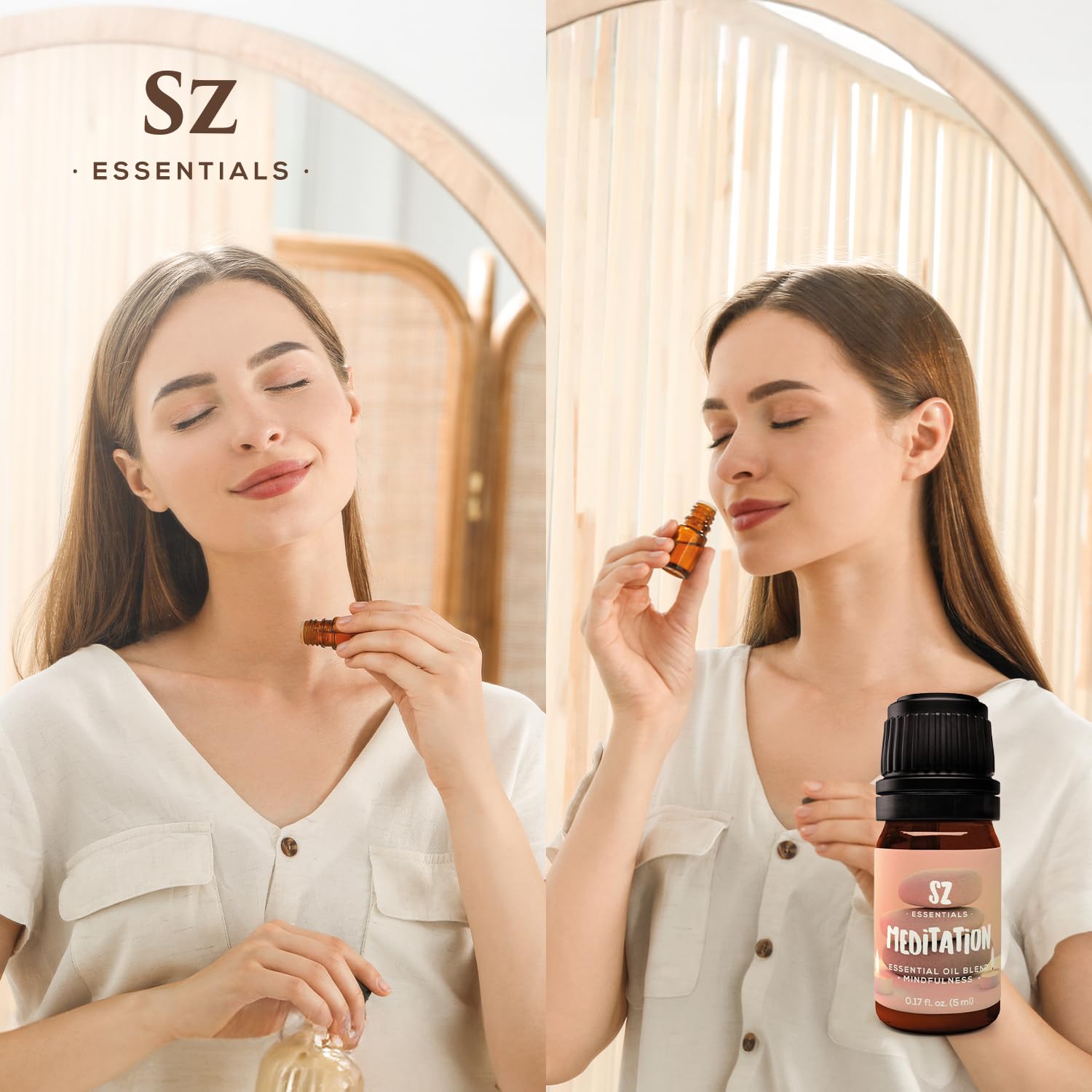 SZ Essentials Meditation Essential Oil Blend - 100% Pure, Vegan, 0.17oz (5ml) - Ideal for Shadow Work, Yoga & Meditation