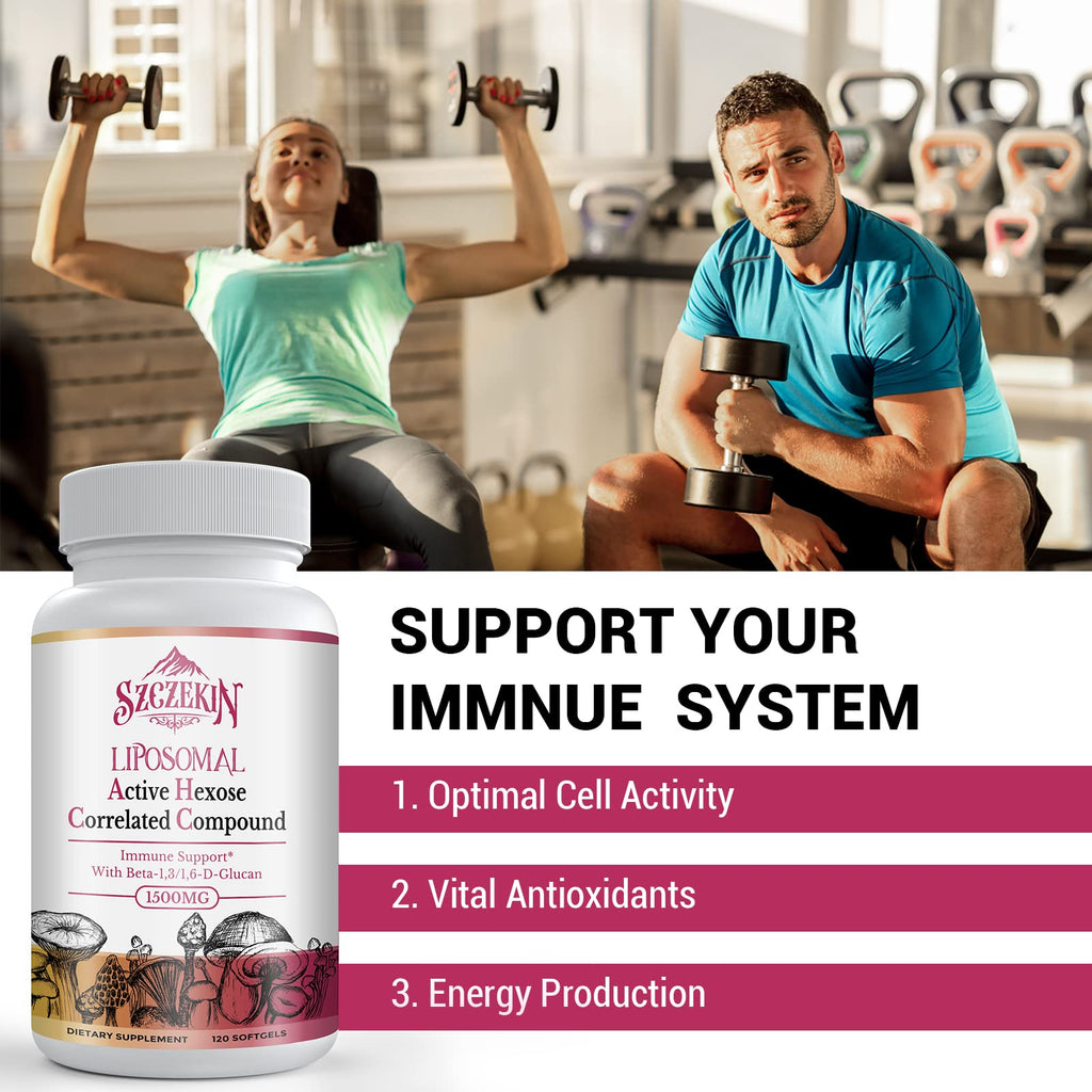 SZCZEKIN 1500mg Liposomal Active Hexose Correlated Compound — 360 Soft Gels, 8-Mushroom Blend + 300mg Beta-Glucans