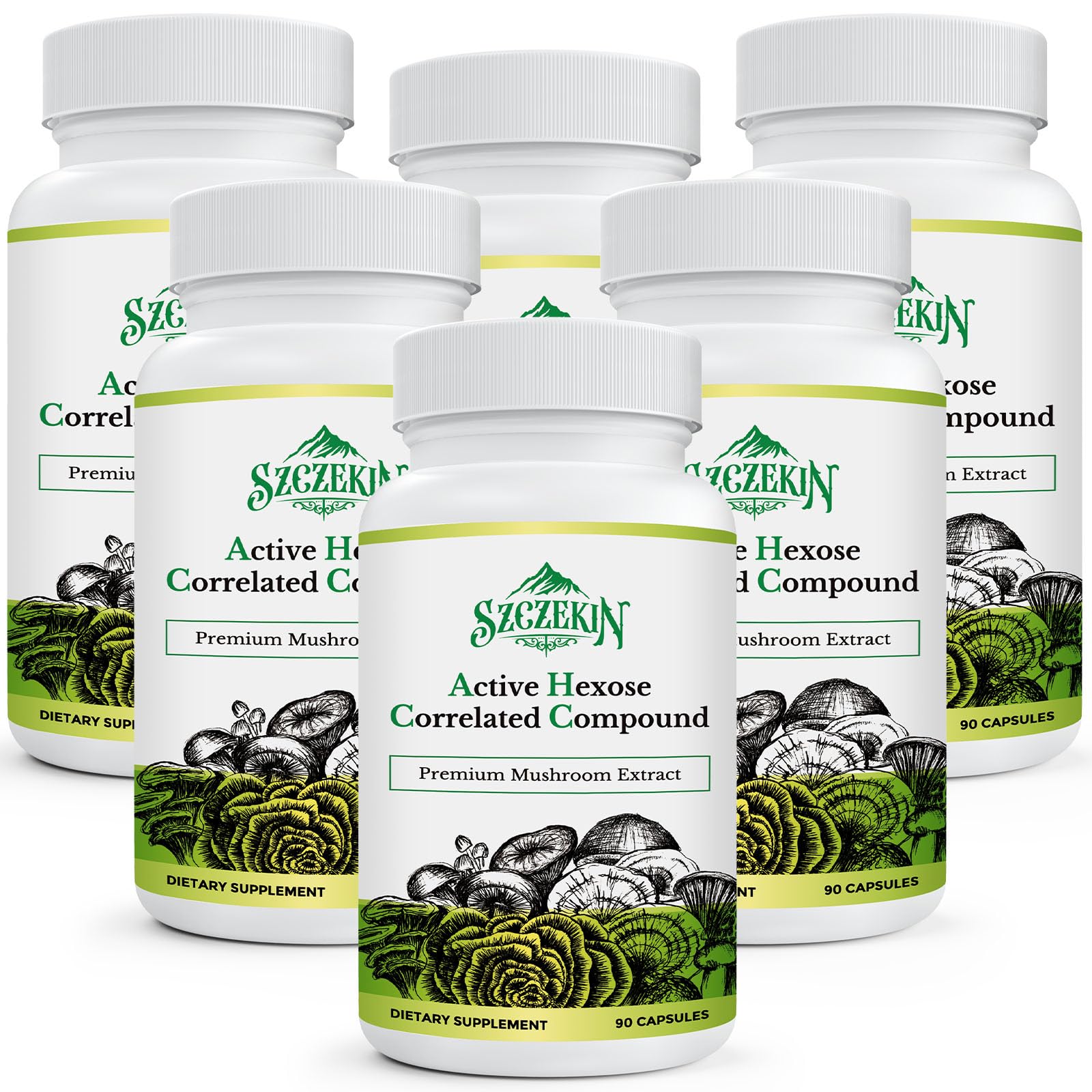 SZCZEKIN AHCC 1500 mg with 8 Mushroom Extracts – 540 Vegan Capsules