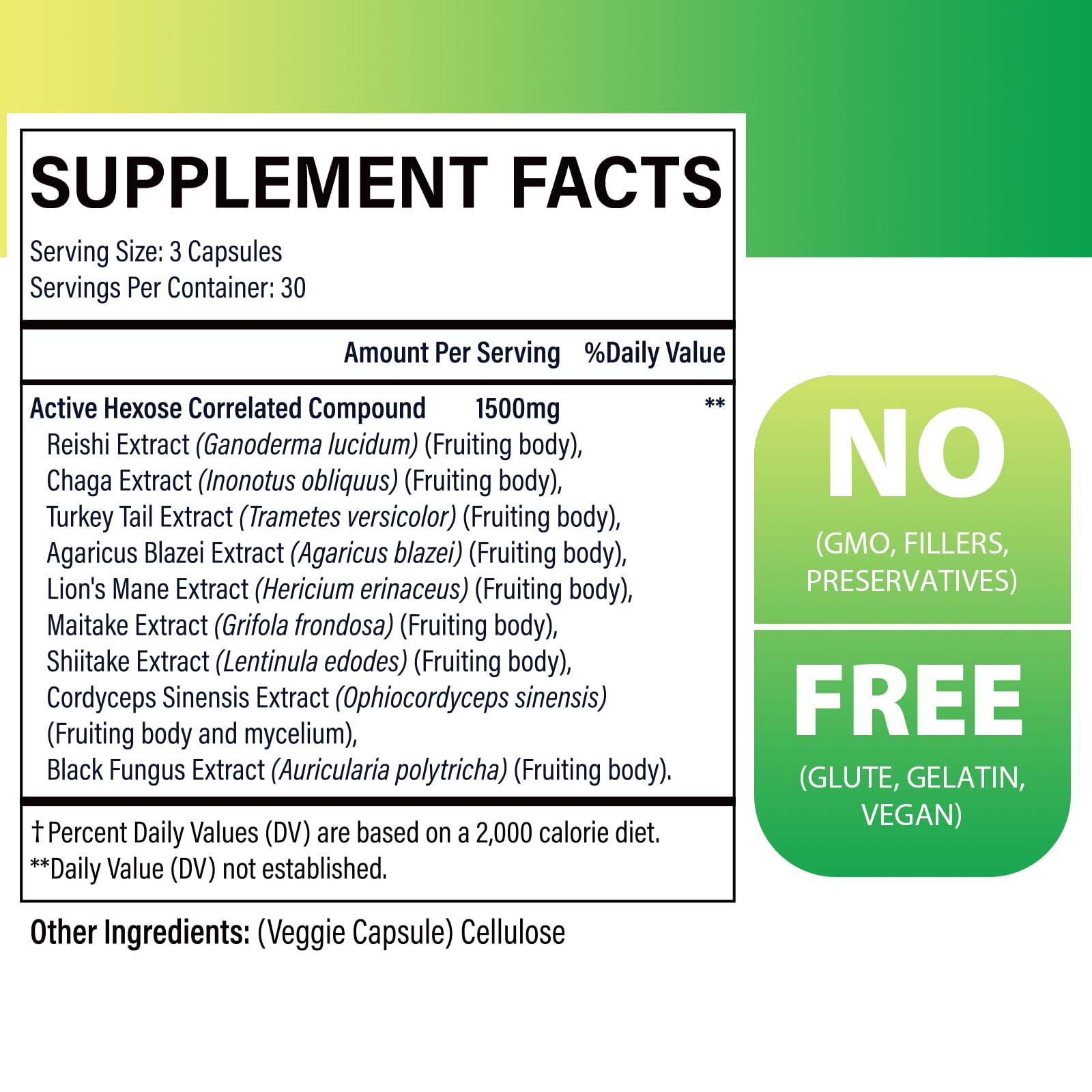 SZCZEKIN Active Hexose Correlated Compound 1500 mg - 8 Mushroom Extract Immune Support, 90 Vegan Capsules