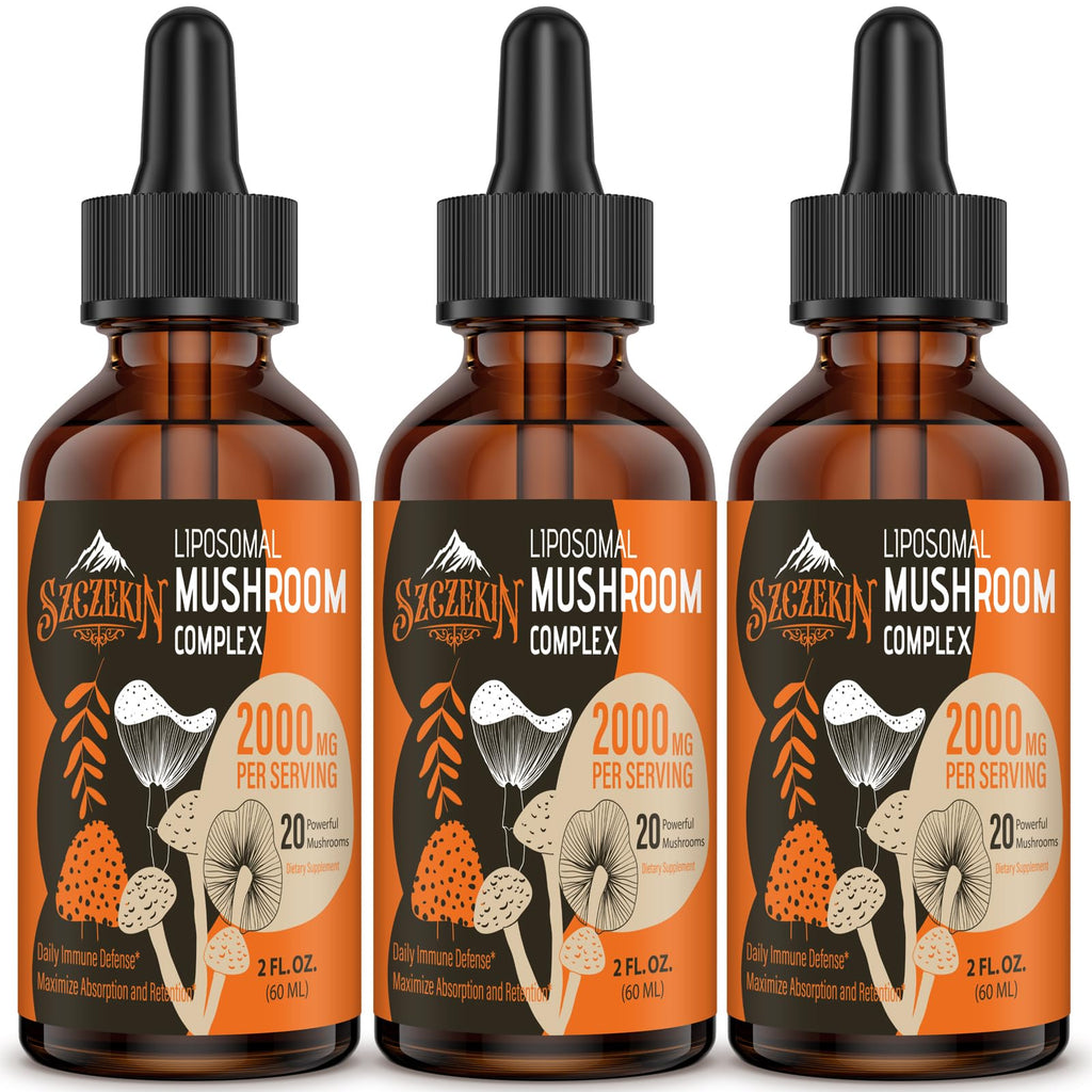 SZCZEKIN Liposomal Mushroom Drops 2000 MG – 20 Organic Extracts for Immunity, Cognition & Memory | 90 Servings