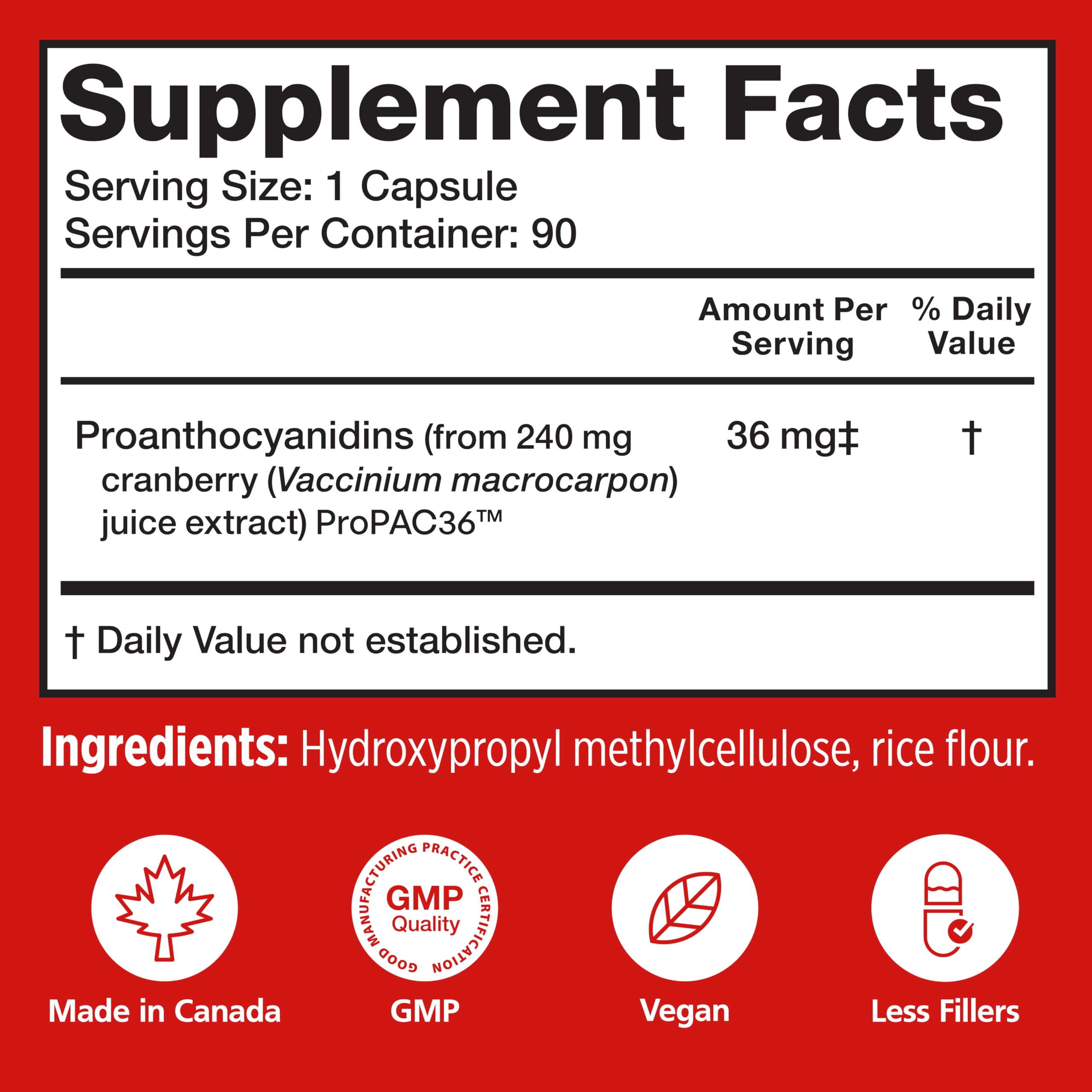 Szio+ Utiva Cranberry PACs – 36 mg PACs Clinically Studied for UTI Prevention | Cranberry Extract Pills for Bladder Health, 90 Veggie Capsules