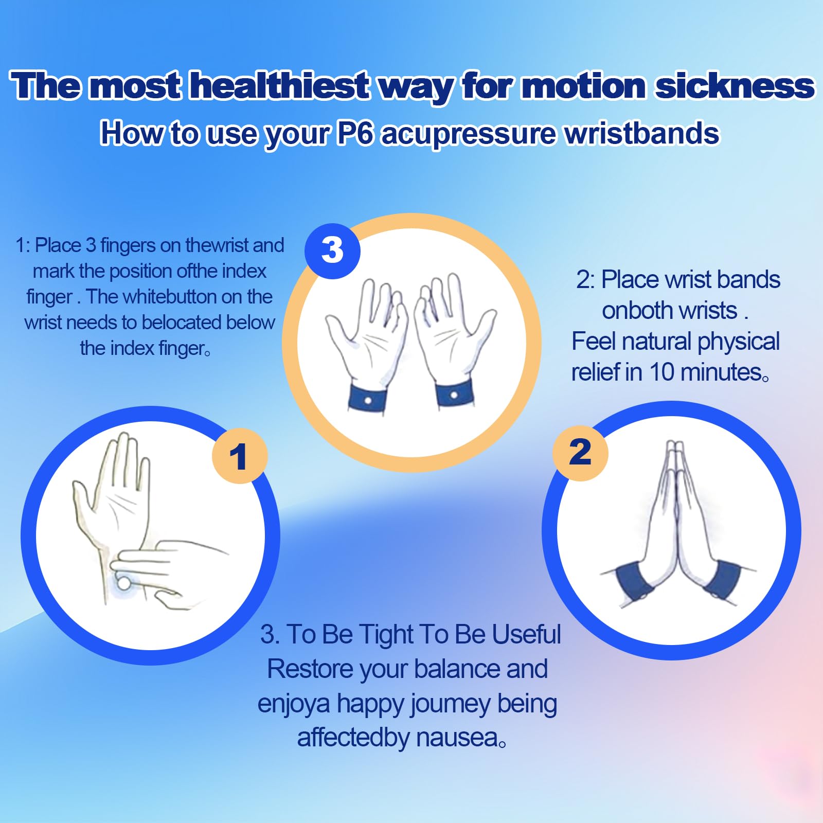 SZSTYYP Motion Sickness Bands for Kids – Non-Drug Travel Wristbands (Camo Blue/Purple)