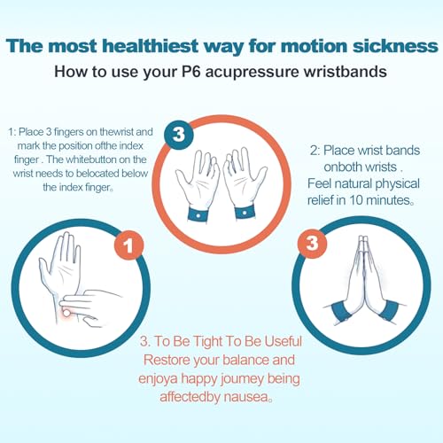 SZSTYYP Motion Sickness Bands for Kids – Travel Sickness Relief Wristbands (Blue/Red)