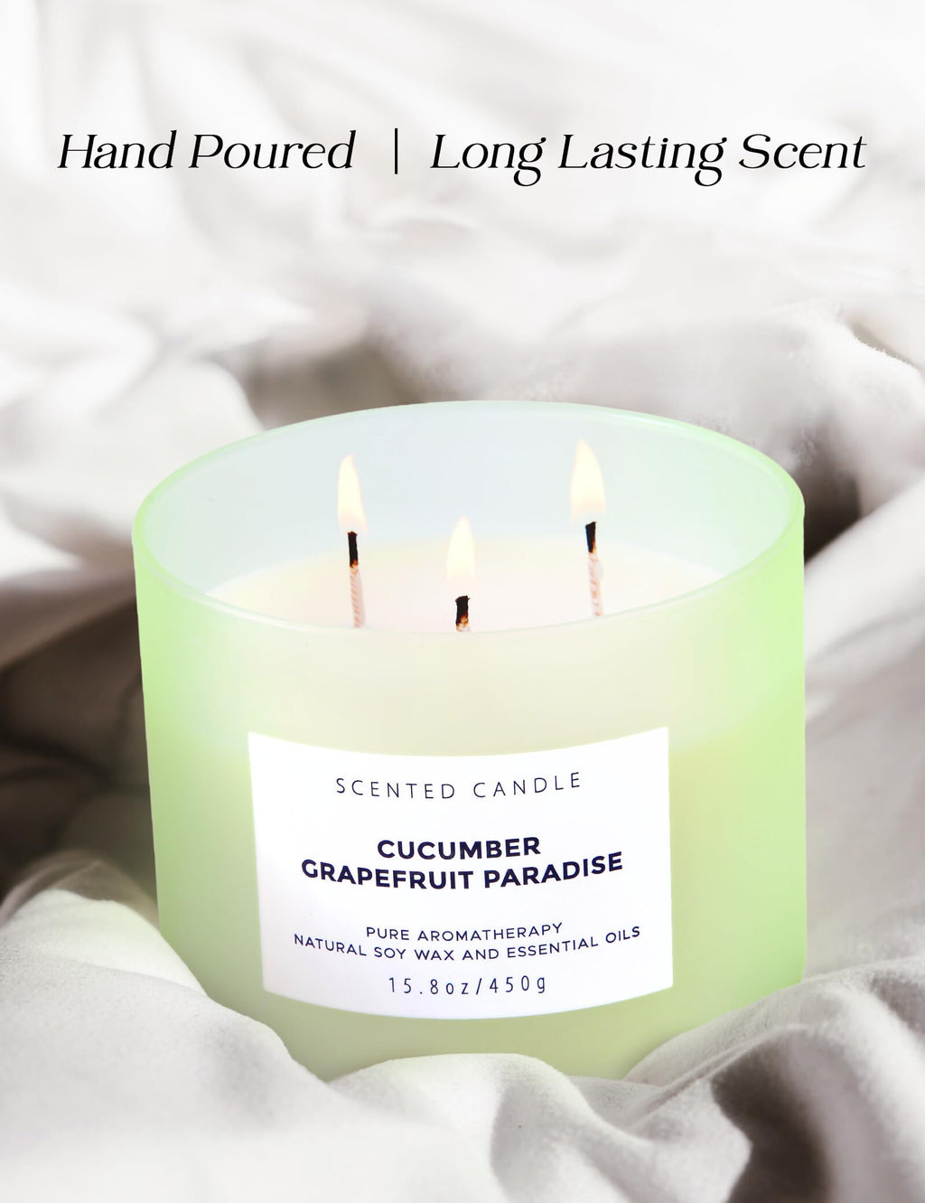 T&H Cucumber Grapefruit Paradise 3-Wick Soy Candle | 15.8 oz Fresh Citrus Aromatherapy