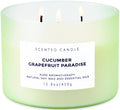 T&H Cucumber Grapefruit Paradise 3-Wick Soy Candle | 15.8 oz Fresh Citrus Aromatherapy