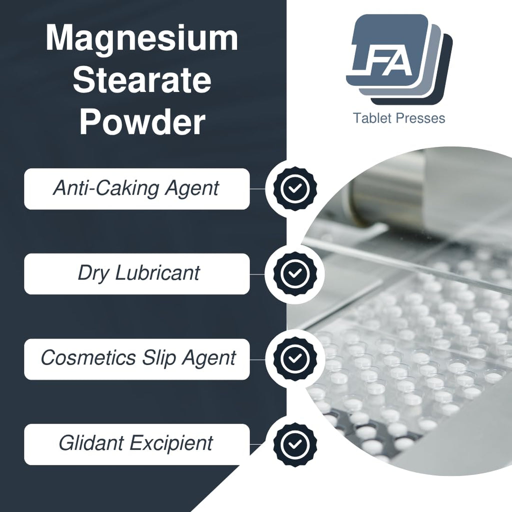 Magnesium Stearate Powder – Dry Lubricant for Tablets | 1kg | Halal Kosher Vegan
