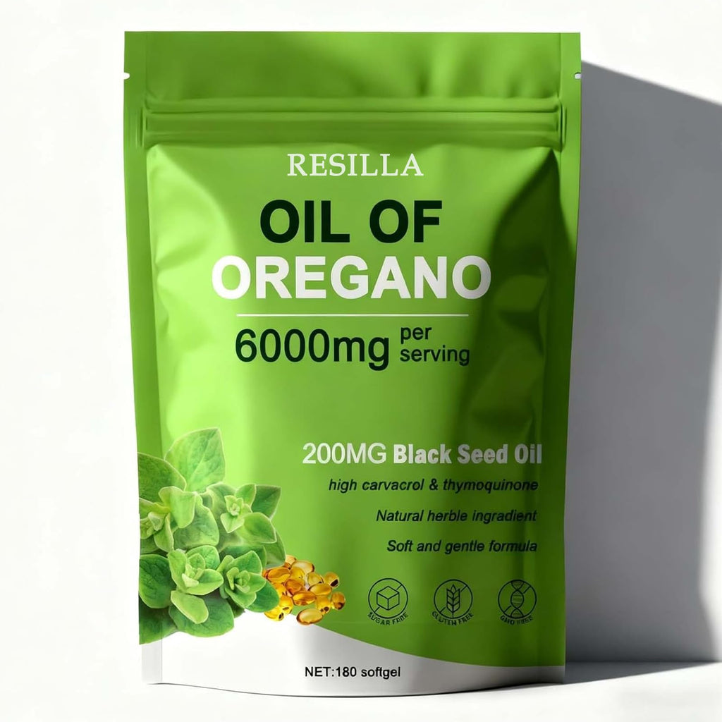 TAFUTY RESILLA Oil of Oregano with Black Seed Oil – 6000mg 2-in-1 Softgels, Non-GMO, Gluten Free, 180 Softgels