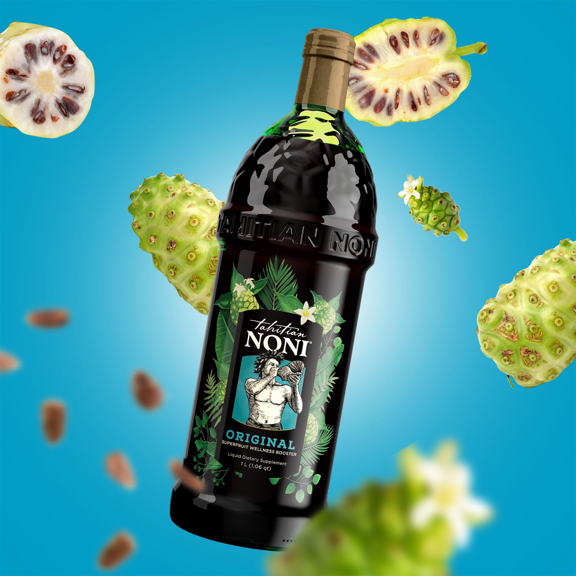 Tahitian Noni Juice by Morinda – Pure Noni with Blueberry & Grape Extracts – 4 Pack 1L Bottles