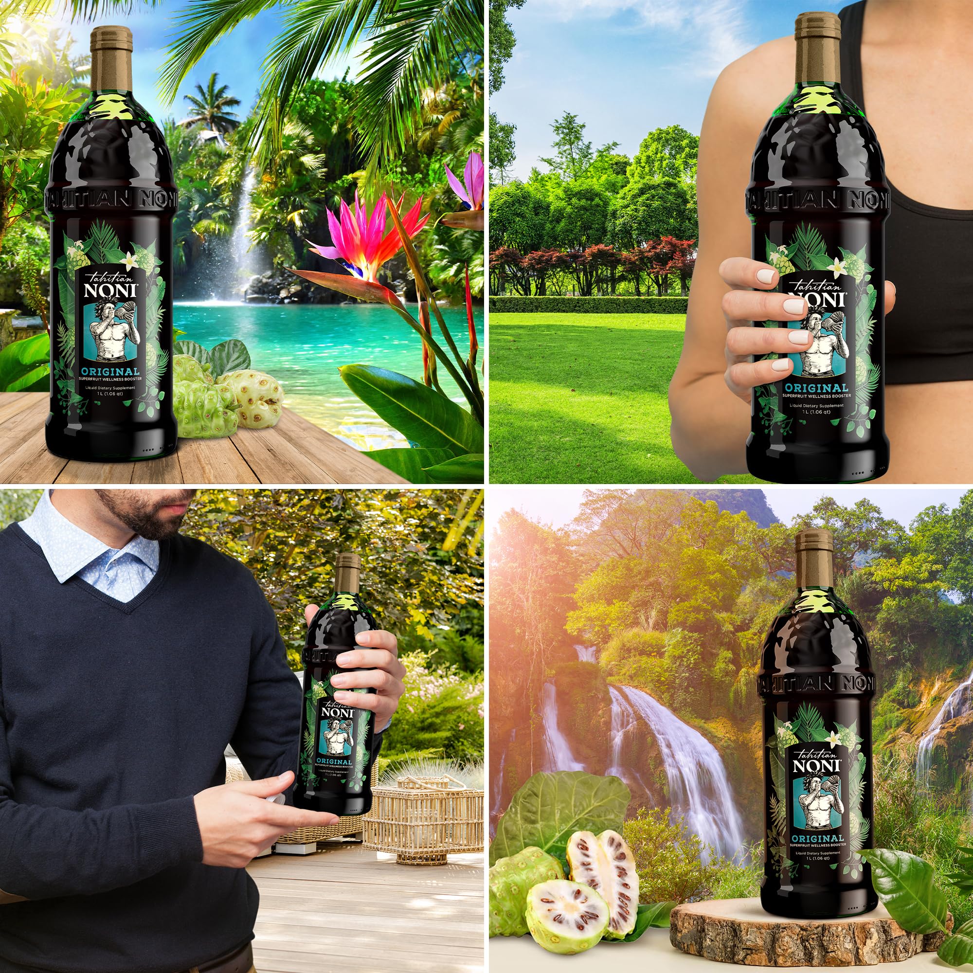 Tahitian Noni Juice by Morinda – Pure Noni with Blueberry & Grape Extracts – 4 Pack 1L Bottles