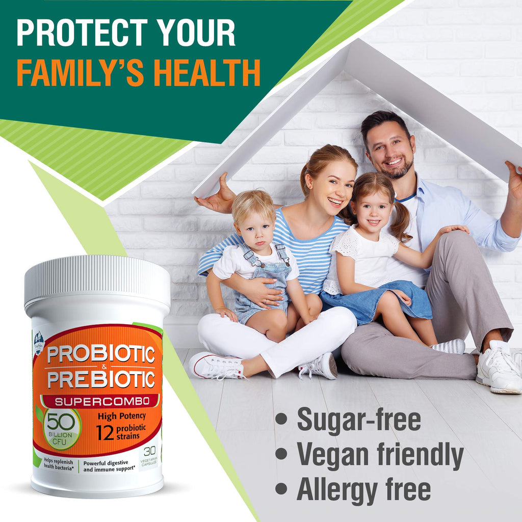 TAIGASEA 50B CFU Probiotic & Prebiotic for Women & Men – 12 Strains, 30 Veggie Capsules