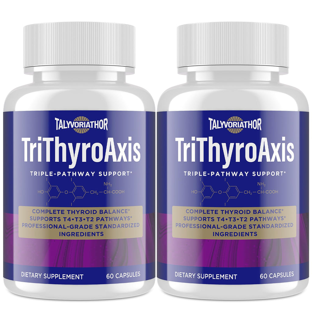 TriThyroAxis Thyroid Support Supplement by Talyvoriathor – Triple-Pathway Formula for Energy & Metabolism – 60 Capsules (2 Bottles)