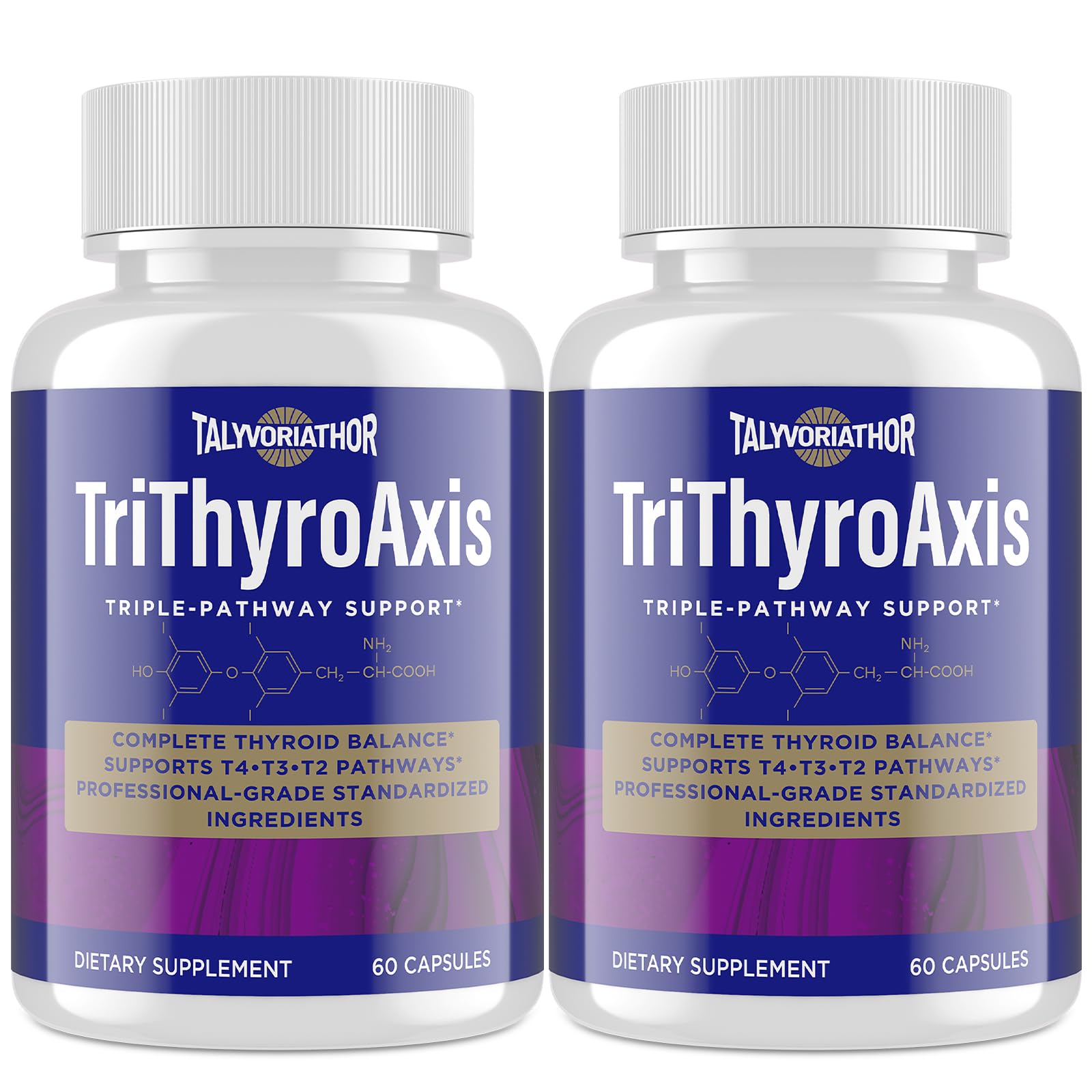 TriThyroAxis Thyroid Support Supplement by Talyvoriathor – Triple-Pathway Formula for Energy & Metabolism – 60 Capsules (2 Bottles)