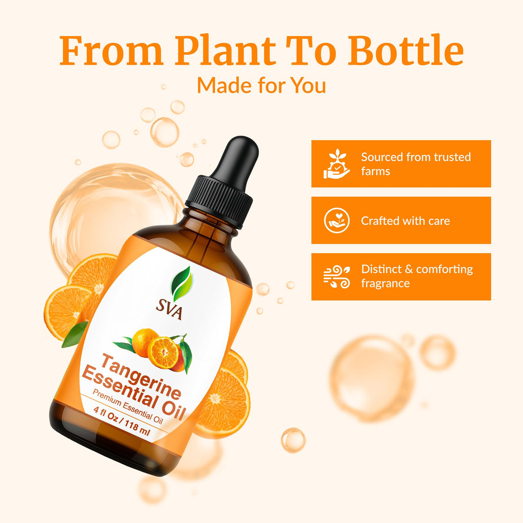 SVA Tangerine Essential Oil – 4 oz | 100% Natural, Dropper