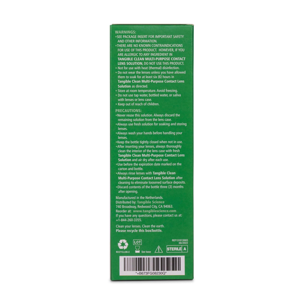Tangible Clean Multi-Purpose Contact Lens Solution – Scleral, RGP & Gas Permeable, 12 oz with Case