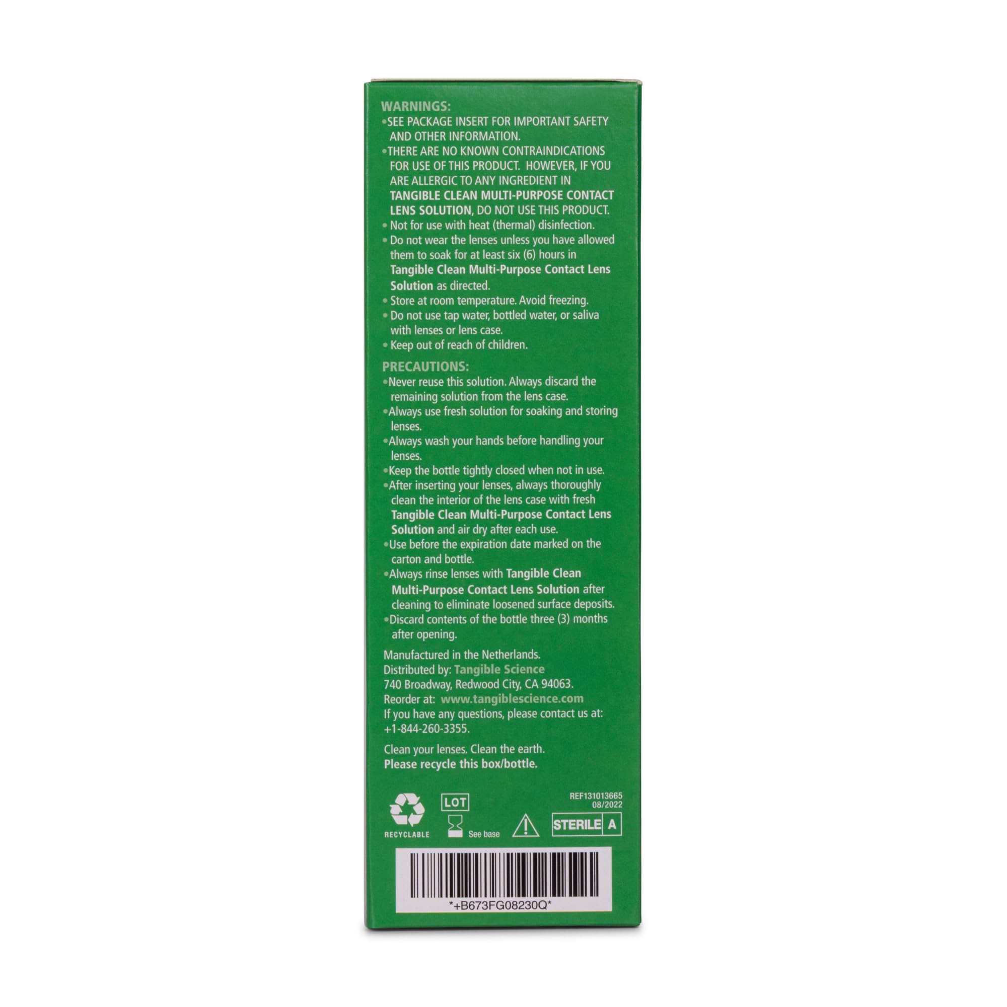 Tangible Clean Multi-Purpose Contact Lens Solution – Scleral, RGP & Gas Permeable, 12 oz with Case