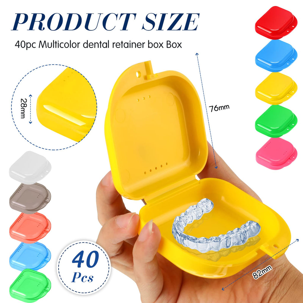 Tanlade 40 Pcs Retainer Case with Vent Holes – 10 Colors Dental Storage Box
