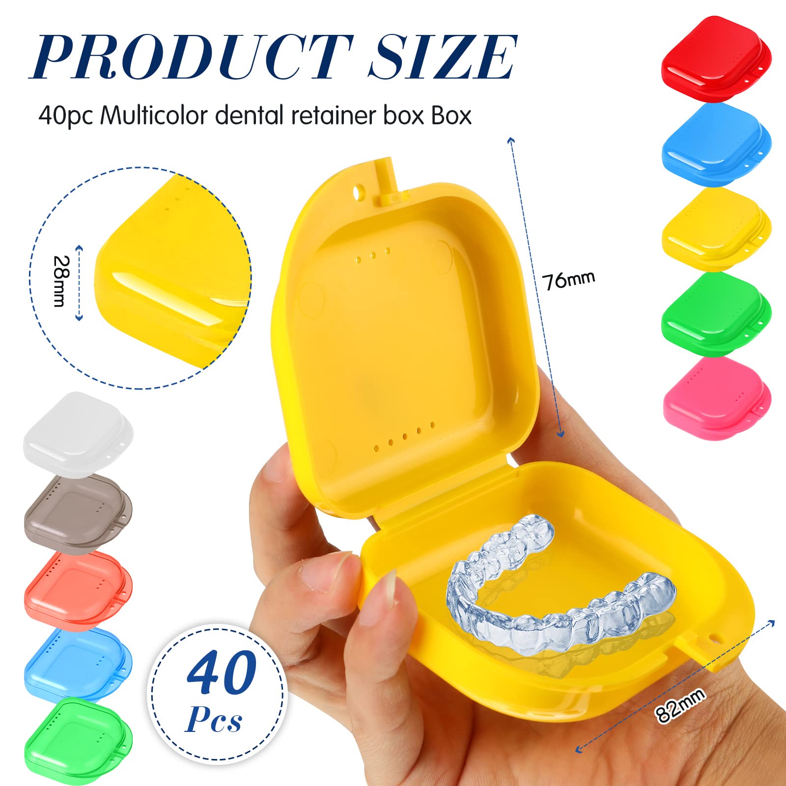 Tanlade 40 Pcs Retainer Case with Vent Holes – 10 Colors Dental Storage Box