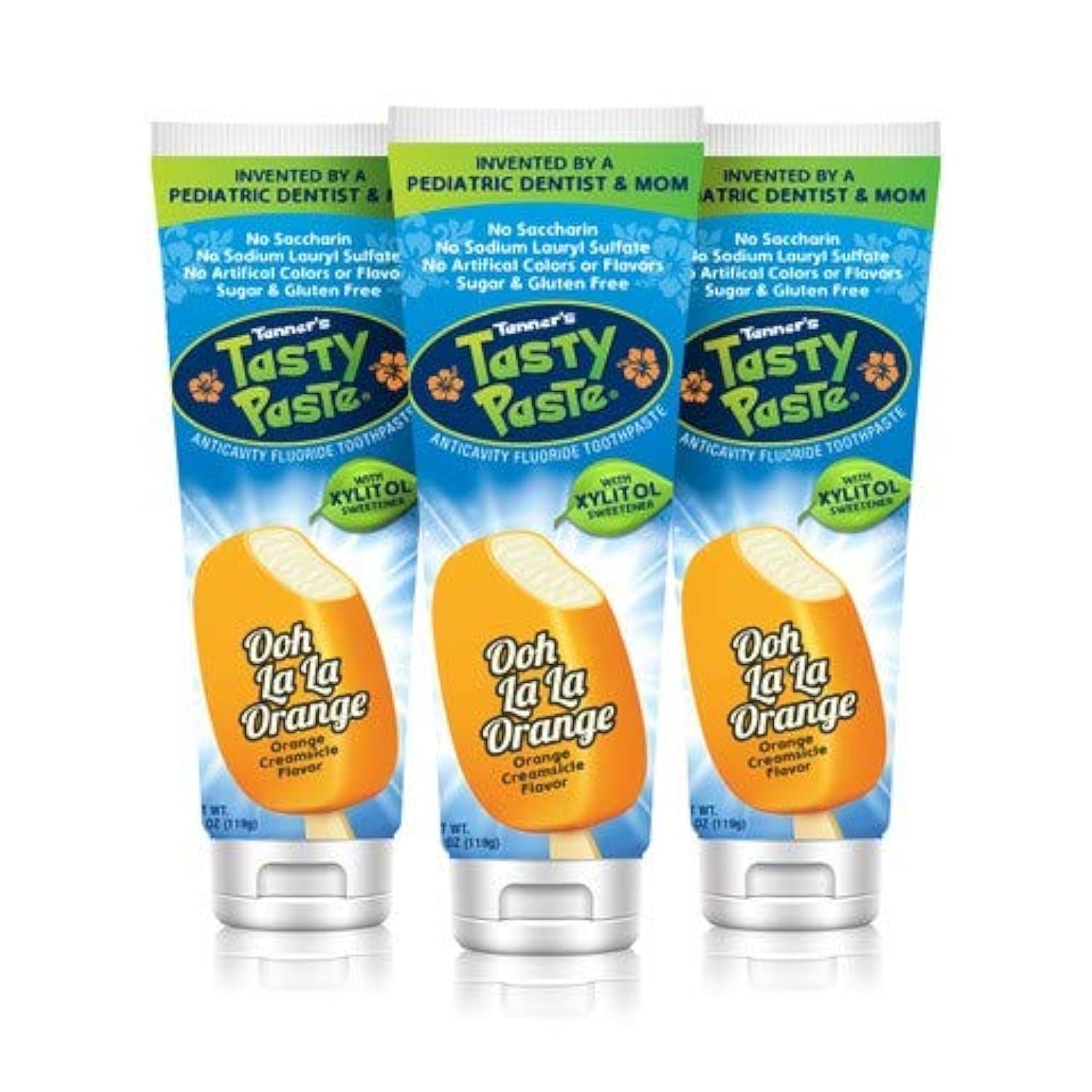 Tanner's Tasty Paste Ooh La La Orange - Anticavity Fluoride Kids Toothpaste (3-Pack)