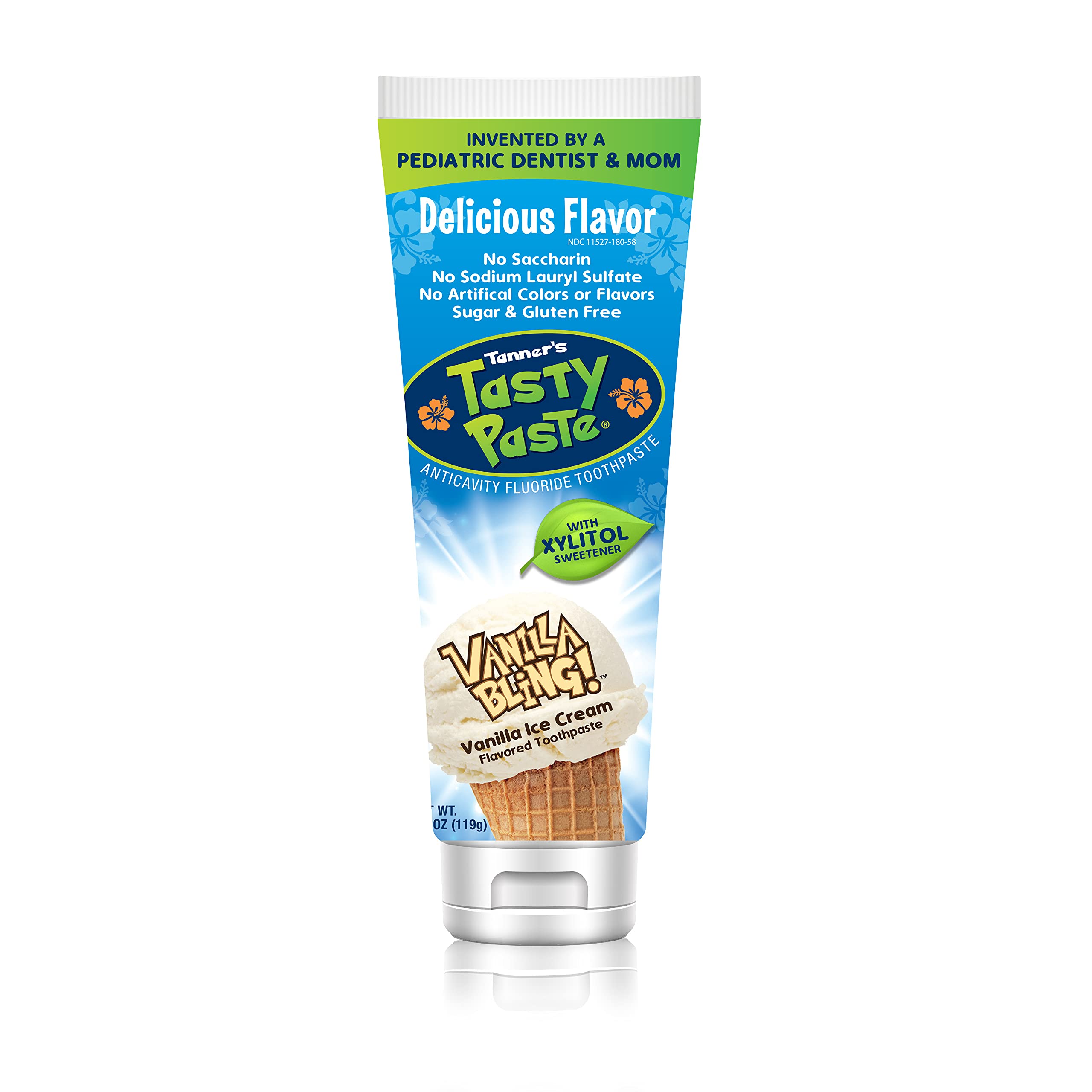 Tanner’s Tasty Paste Vanilla Bling - Anticavity Fluoride Kids Toothpaste, 4.2 oz