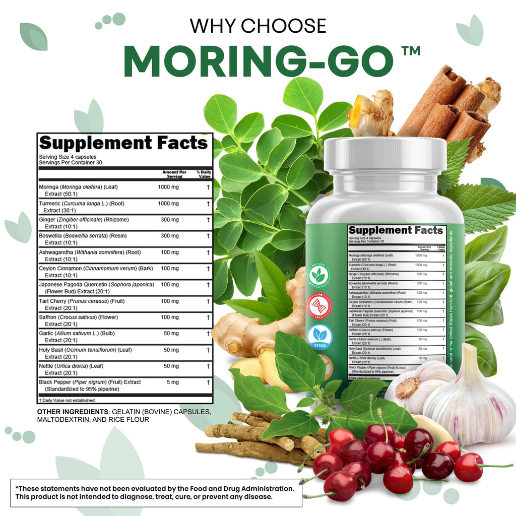 Moringa Powder Capsules + Turmeric Moringa Leaf – Clean Nutra Moring-Go