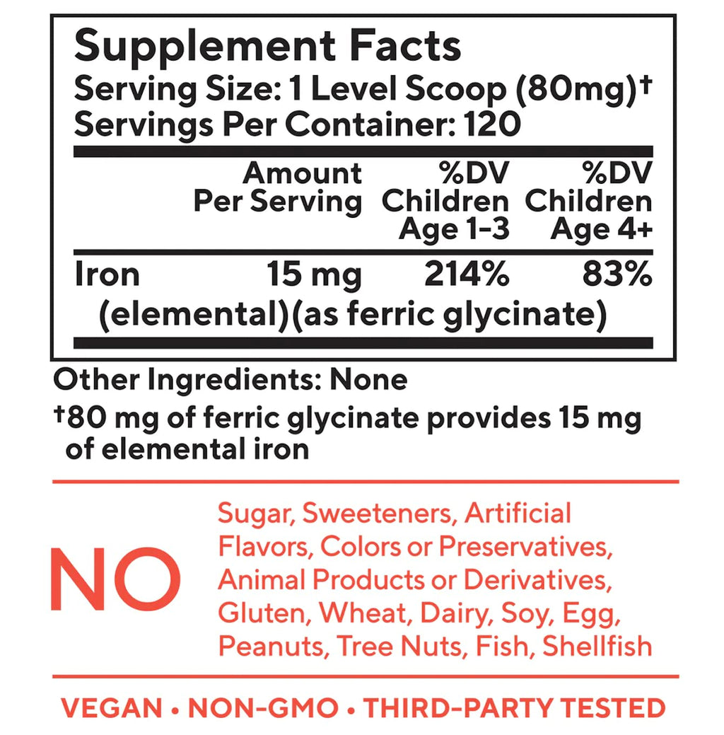 Tasteless Iron for Kids & Toddlers – 4-Month Supply – No Sweeteners, Flavors or Preservatives
