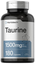 Horbäach Taurine Supplement 1500mg | 180 Capsules | Non-GMO & Gluten Free