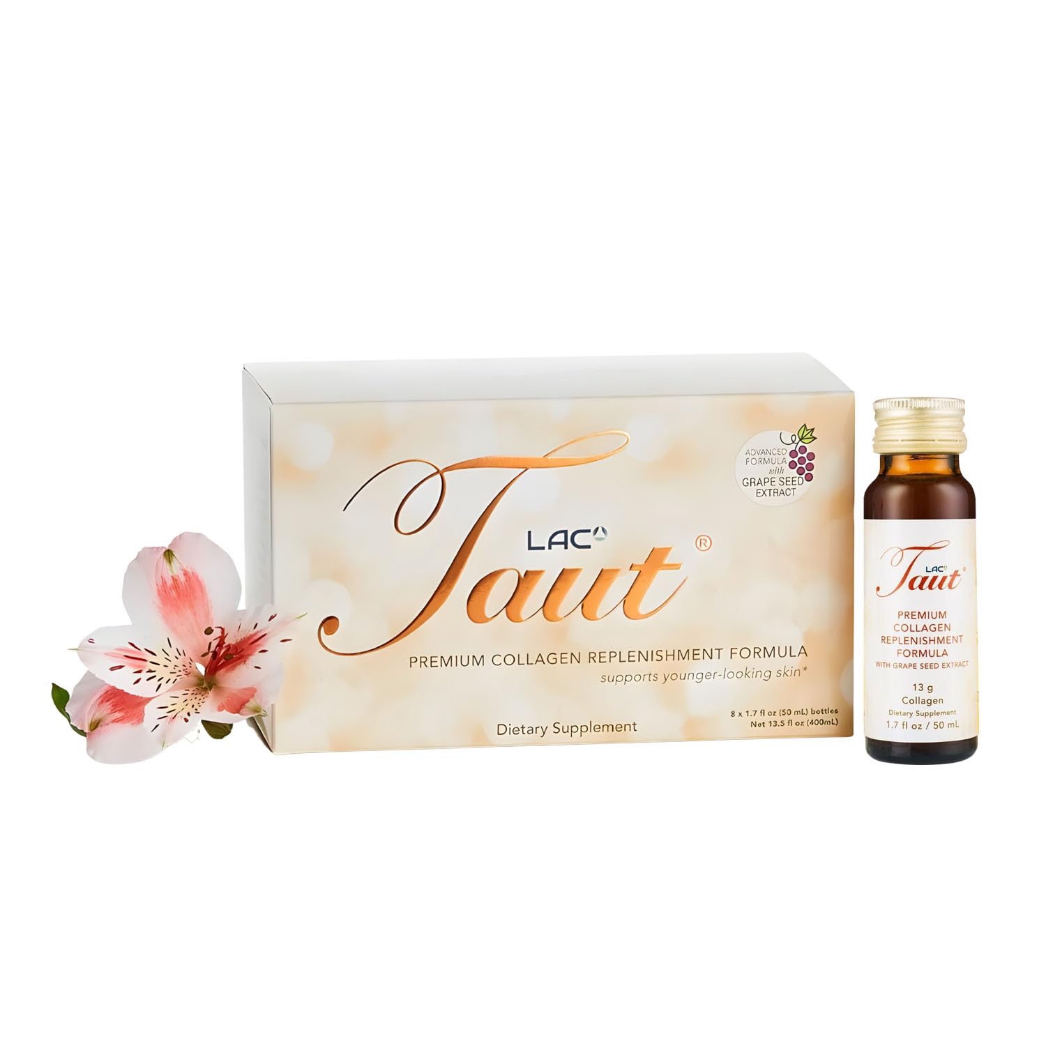 TAUT Liquid Collagen for Women – 13,000mg Marine Collagen + Hyaluronic Acid (8 Bottles)