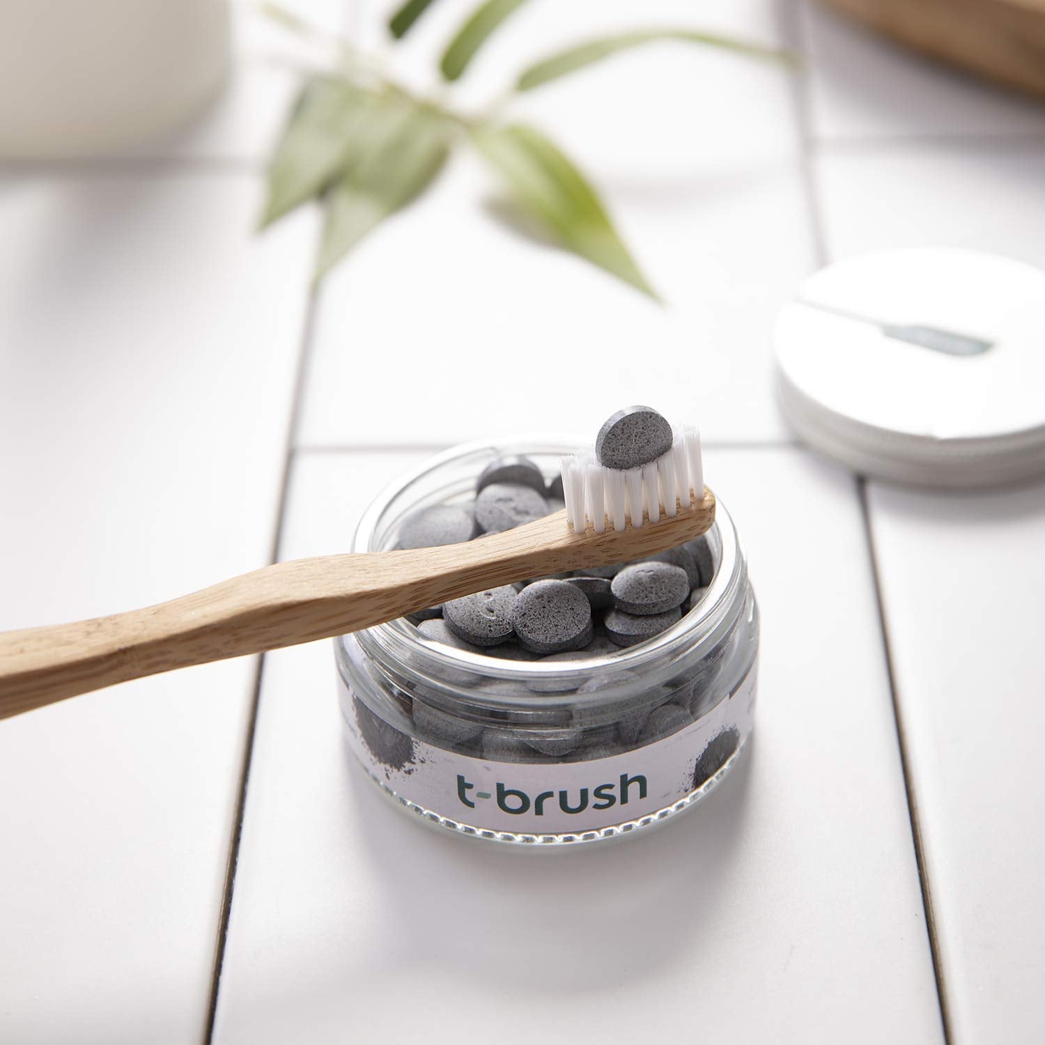 T-brush Whitening Travel Toothpaste Tablets – Natural, Activated Charcoal, Fluoride-Free, SLS-Free, Vegan – 90 Tablets