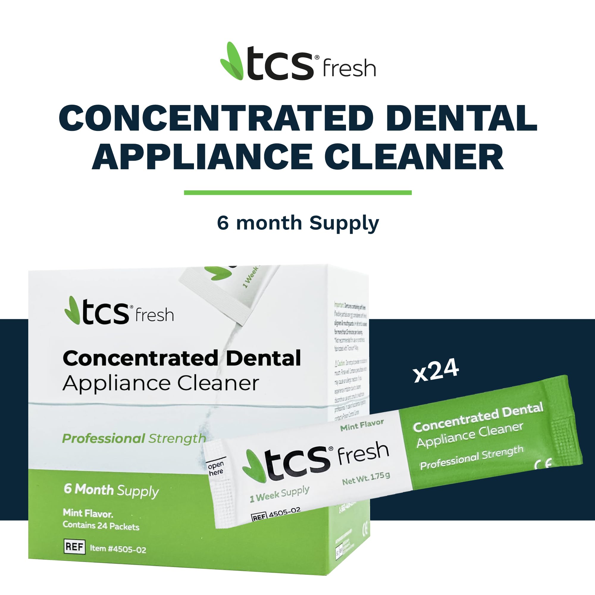 TCS Fresh Dental Appliance Cleaner – 24 Count, Mint Flavor, Professional Strength (6 Month Supply)