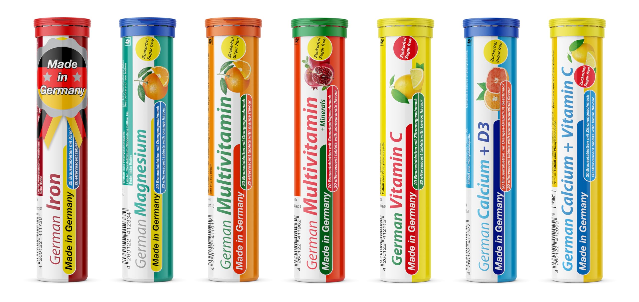 T&D German Vitamin & Minerals – 140 Vegan Drink Effervescent Tablets, Mixed Fruit Box, Made in Germany