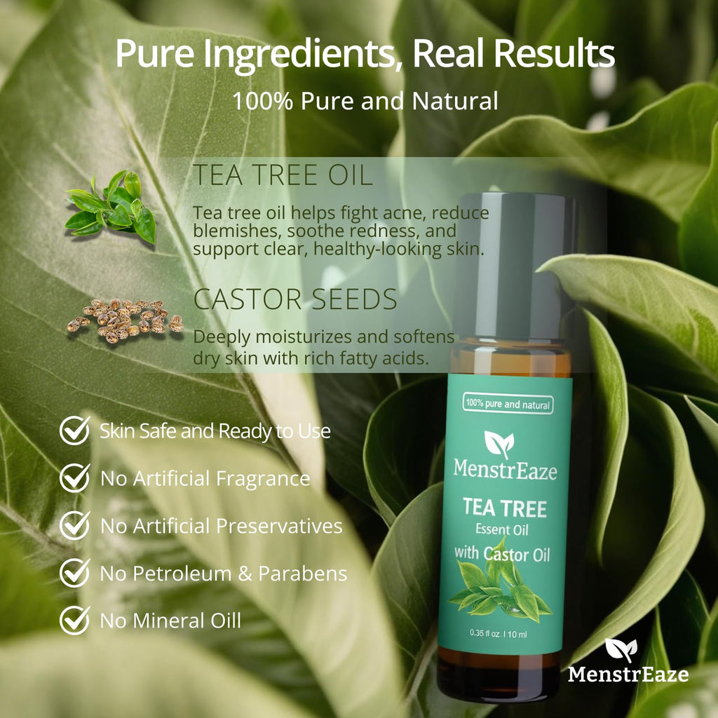 Tea Tree & Castor Oil Roll-On – 100% Pure, Natural, Acne & Skin Nourishing (10ml)