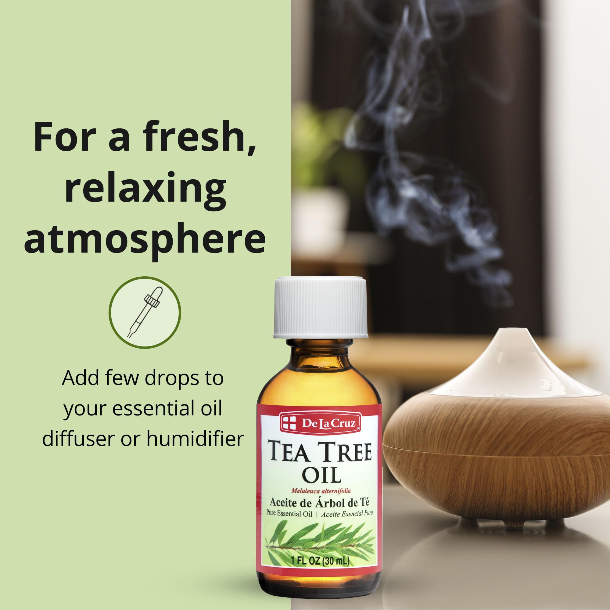 De La Cruz 100% Pure Tea Tree Essential Oil from Australia - Steam Distilled for Aromatherapy - 1 FL OZ (30 mL)