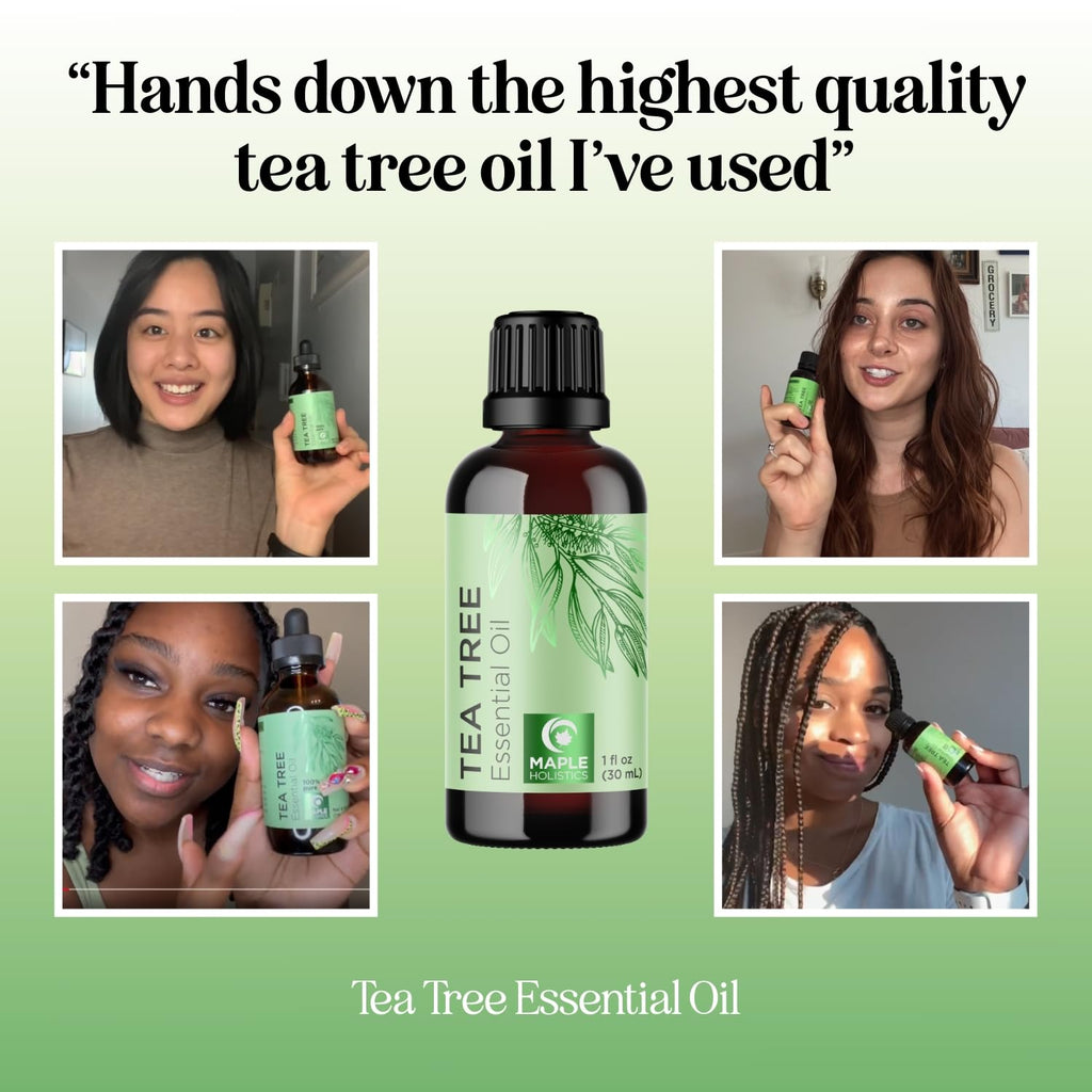 Pure Tea Tree Oil for Hair, Skin & Nails – 100% Pure, Undiluted (1 Fl Oz)