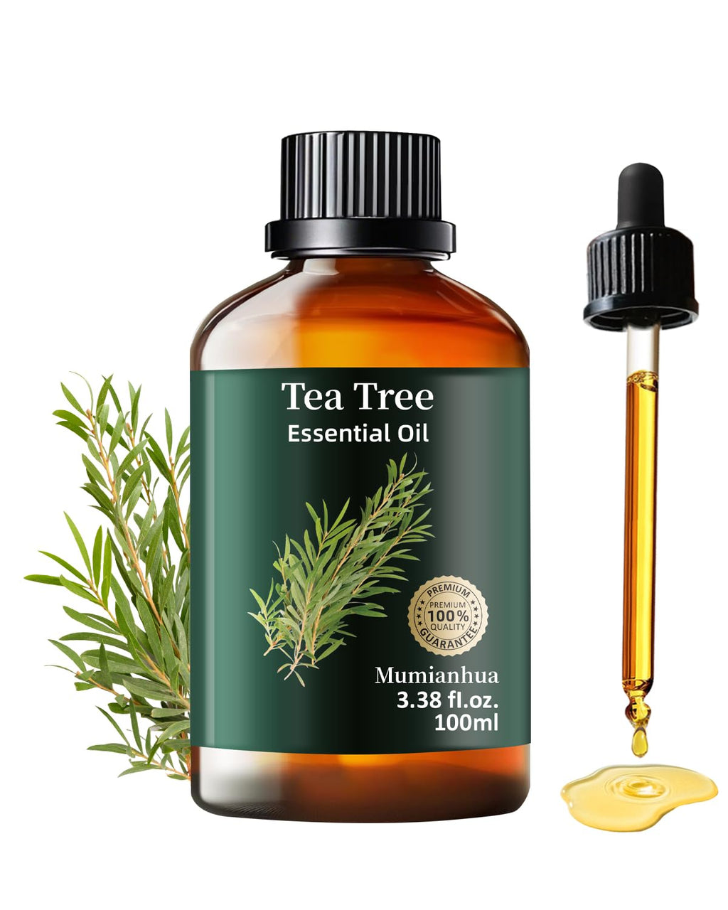 Tea Tree Essential Oil Pure Mumianhua – Natural Tea Tree Oil for Diffuser, Skin, Hair & DIY 3.38 Fl Oz