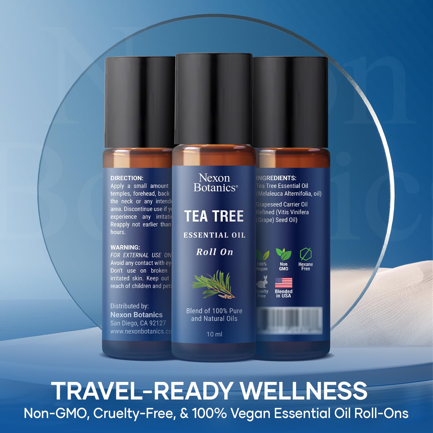 Tea Tree Oil Roll-On 10 ml – 100% Pure, Pre-Diluted Essential Oil | Nexon Botanics
